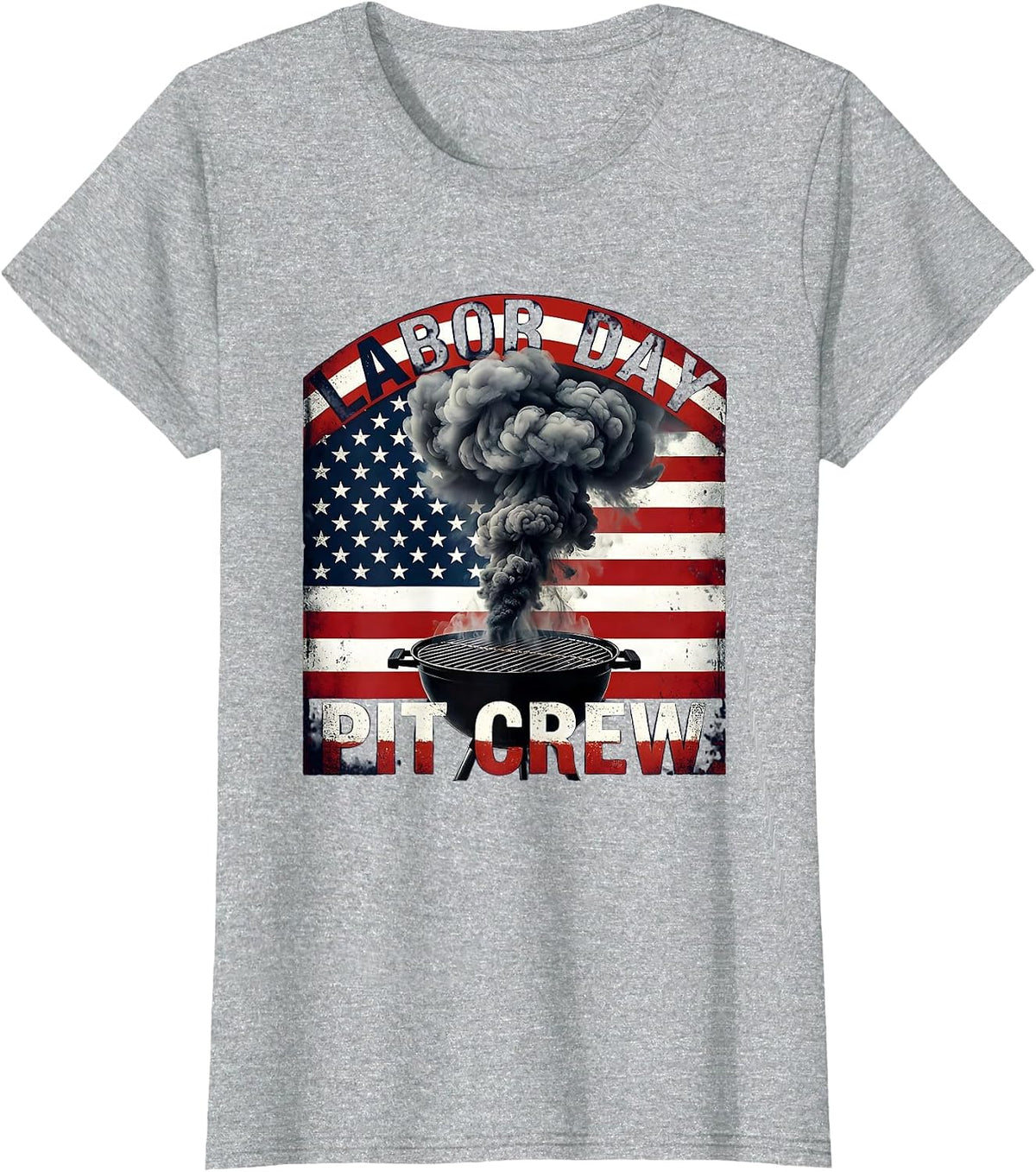 Labor Day Pit Crew Funny BBQ Dad Grill Master T-Shirt - Heather Grey