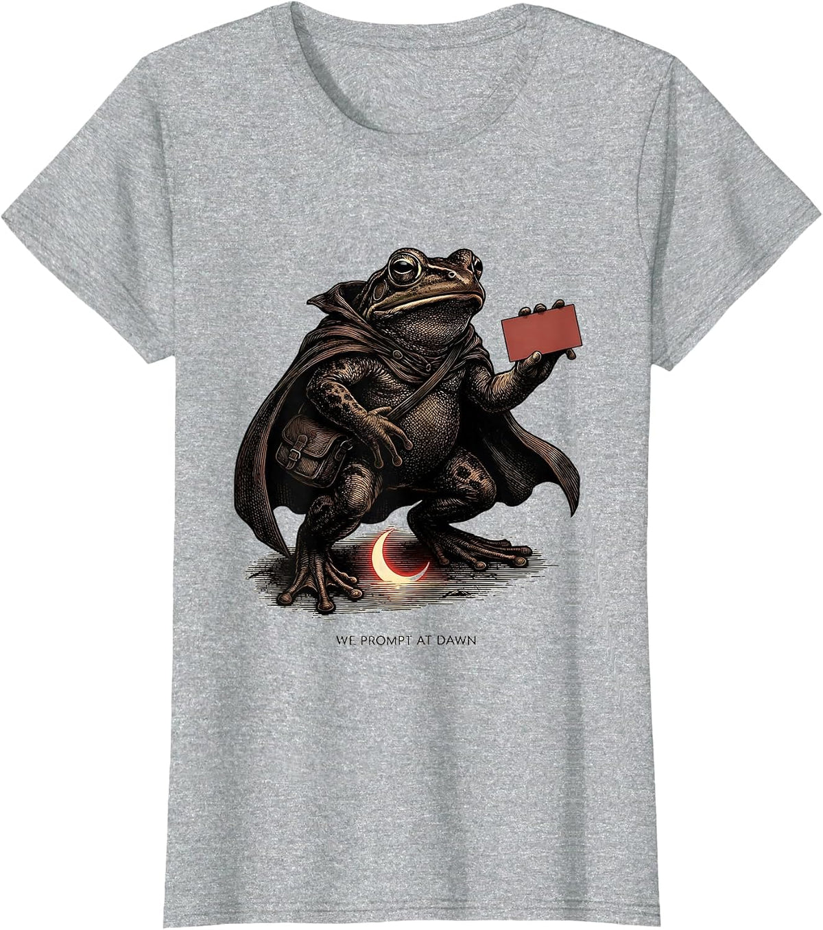 We Prompt At Dawn Funny Frog Teacher Back to School T-Shirt - Heather Grey