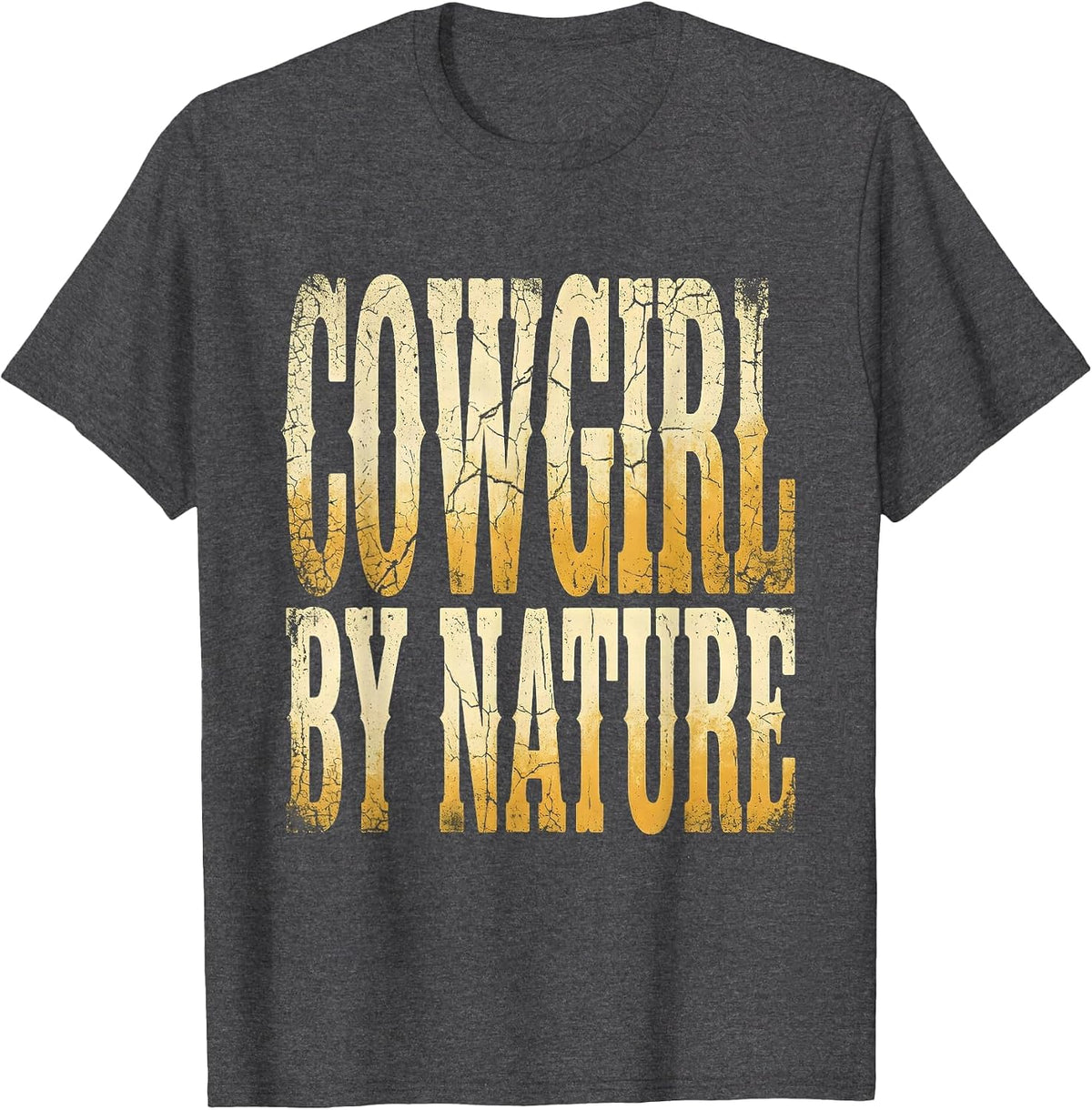 Men's Cowgirl By Nature White Cowgirl Design T-Shirt - Dark Heather Grey