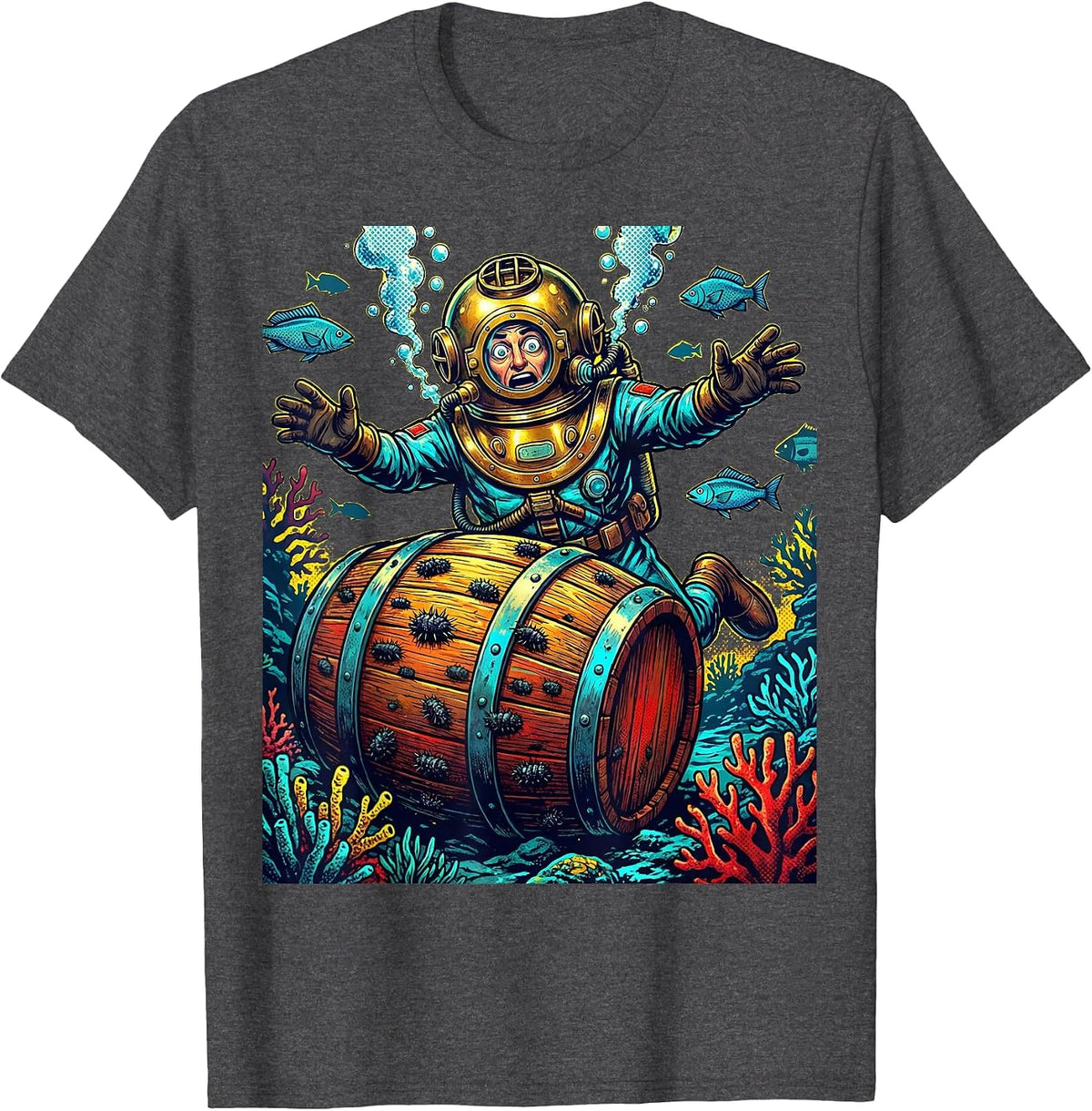 Men's Deep Sea Diver Sunken Beer Barrel Discovery T-Shirt - Dark Heather Grey
