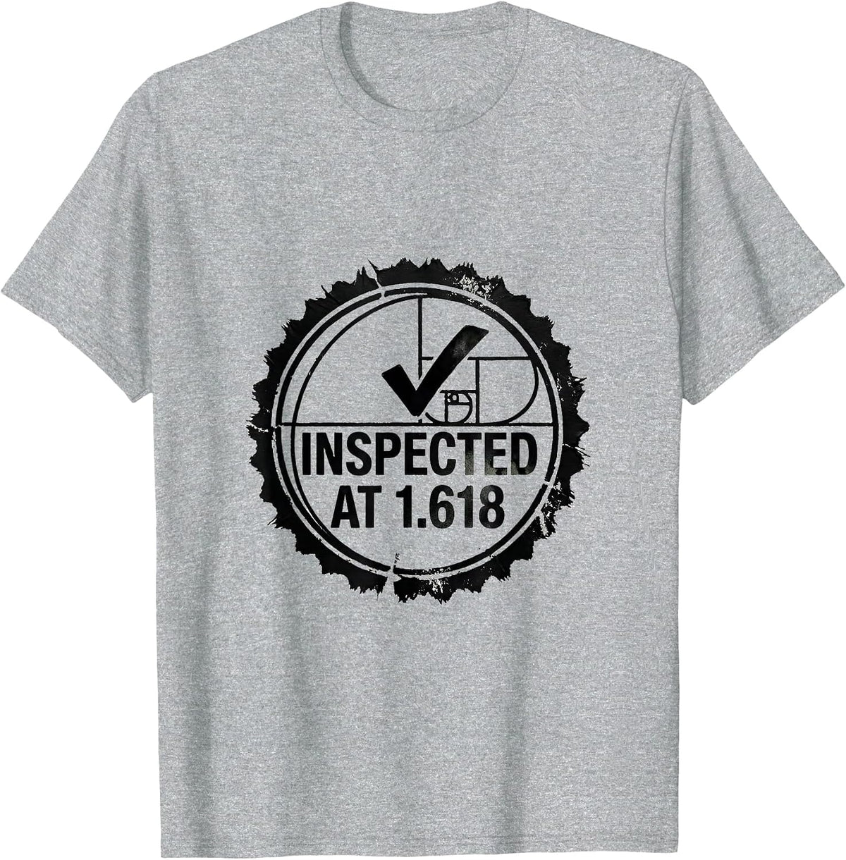 Men's Inspected At 1.618 Rubber Stamp Fibonacci Golden Ratio T-Shirt - Heather Grey