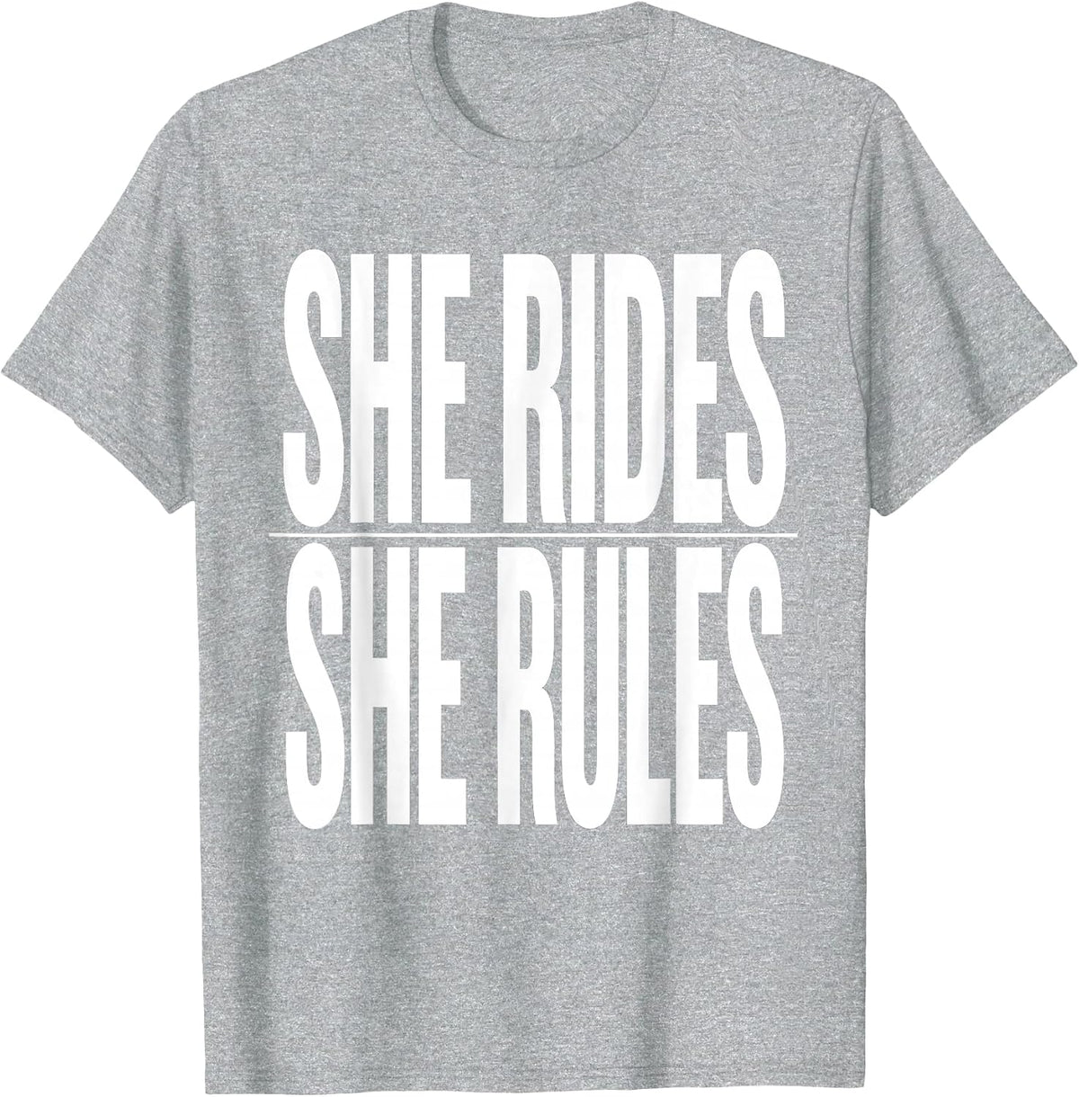 Men's She Rides She Rules Motorcycle Biker Design T-Shirt - Heather Grey