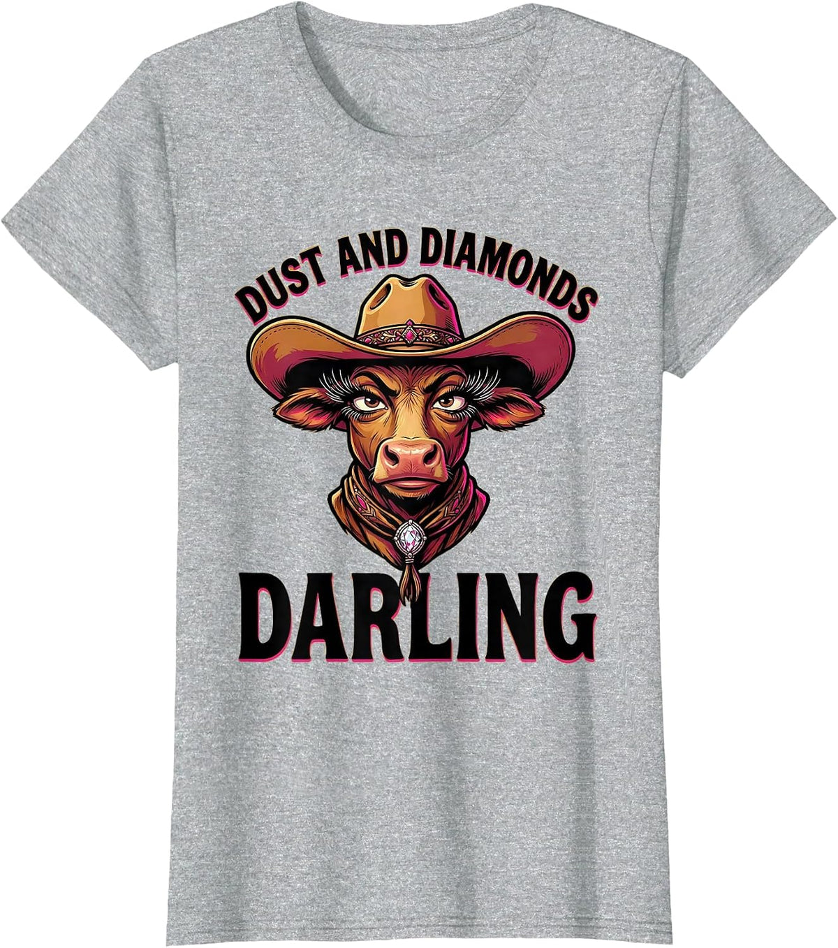 Dust and Diamonds Darling Western Women Design T-Shirt - Heather Grey