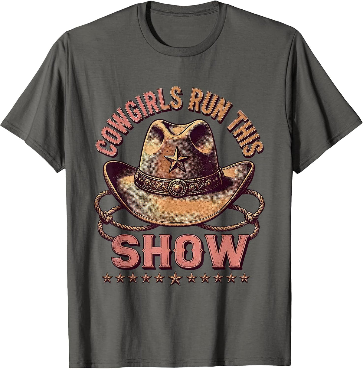 Men's Cowgirls Run This Show Rodeo Graphic Design T-Shirt - Asphalt Grey