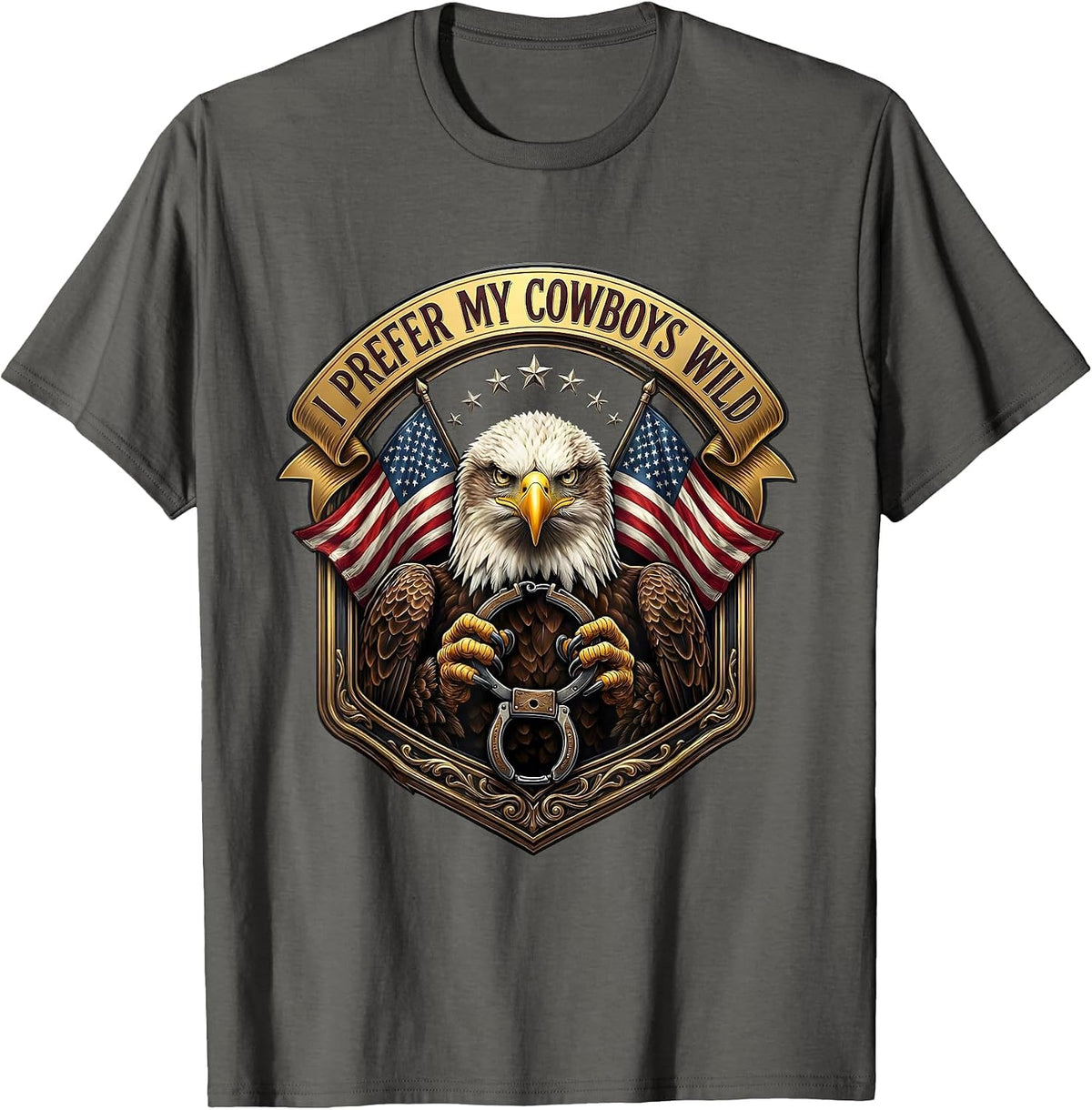 I Prefer My Cowboys Wild Western Design T-Shirt - Asphalt Grey