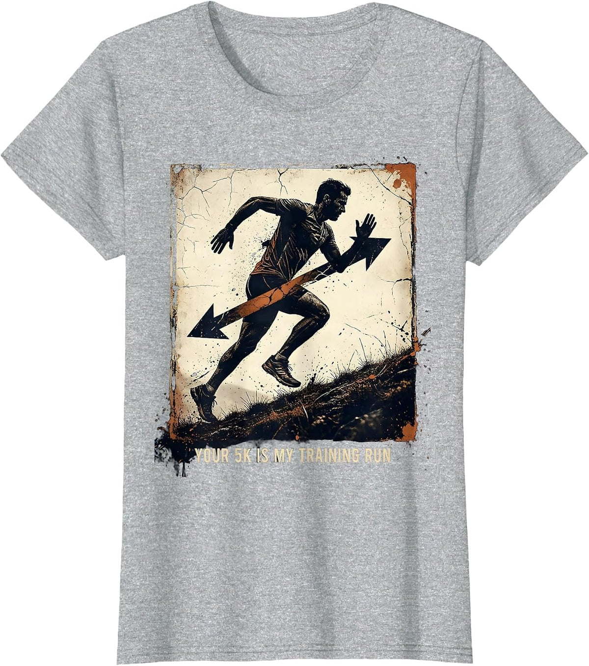 Women's Your 5K Is My Training Run Distressed Cross Country Runner T-Shirt - Heather Grey