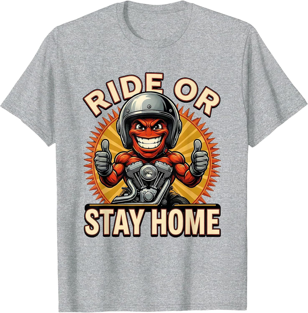 Men's Ride or Stay Home Motorcycle Biker Design T-Shirt - Heather Grey