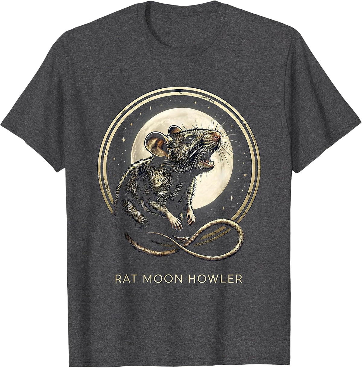 Rat Moon Howler Funny Ferret Lover Pet Owner Humor T-Shirt - Dark Heather Grey