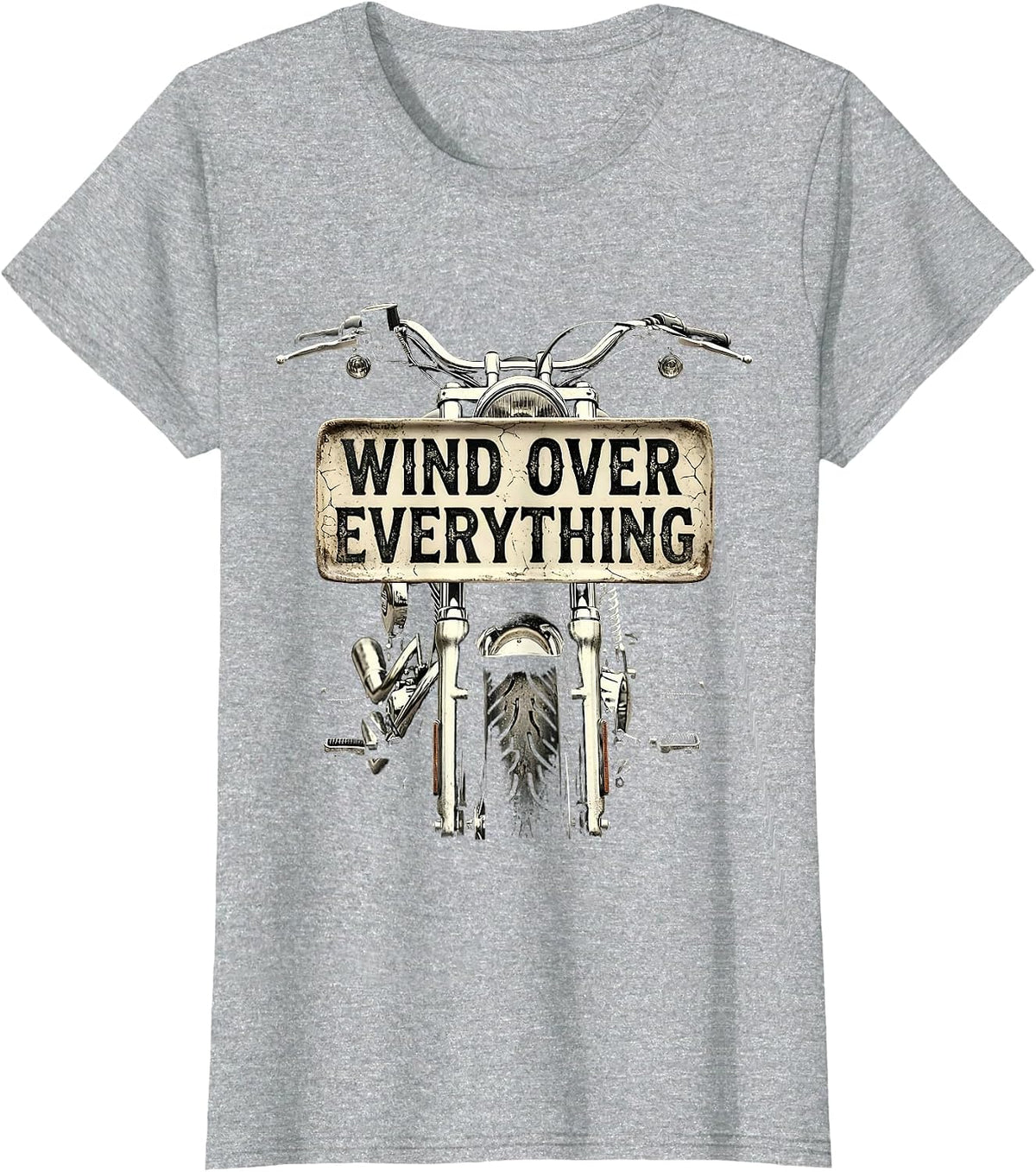 Wind Over Everything Motorcycle Rider Design T-Shirt - Heather Grey