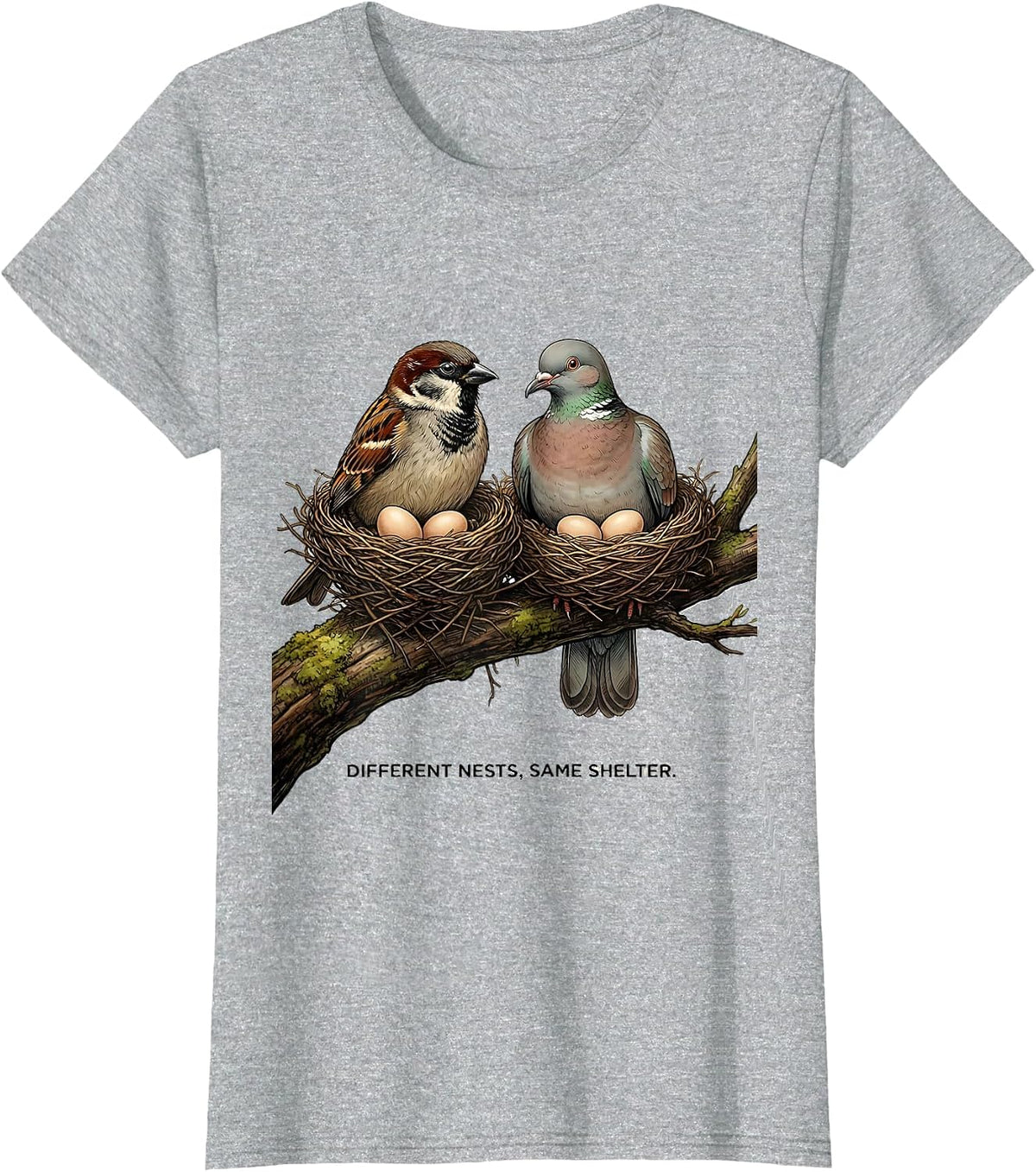 Women's Different Nests, Same Shelter Funny Autistic ADHD Meme Humor T-Shirt - Heather Grey