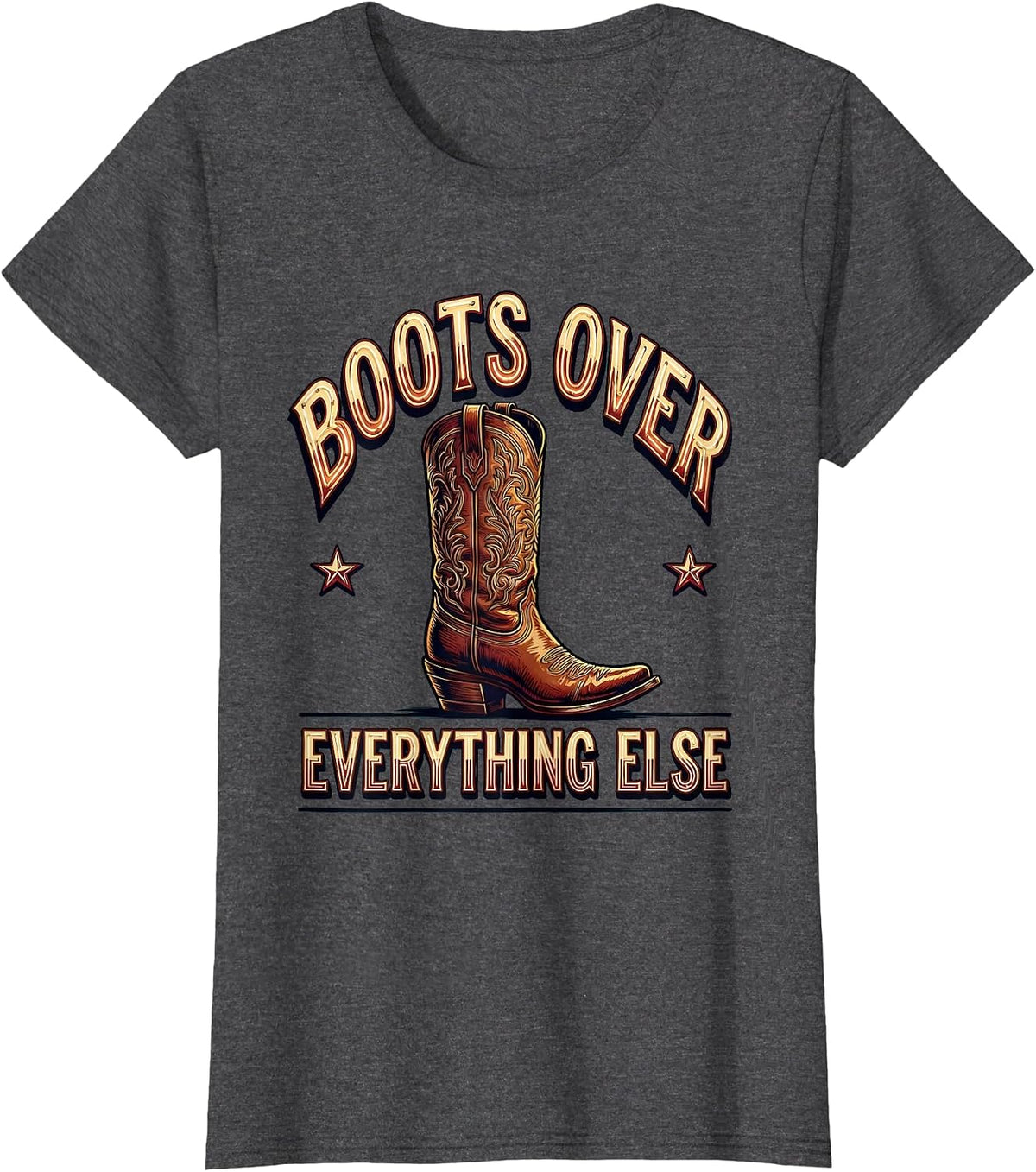 Women's Boots Over Everything Western Design T-Shirt - Dark Heather Grey
