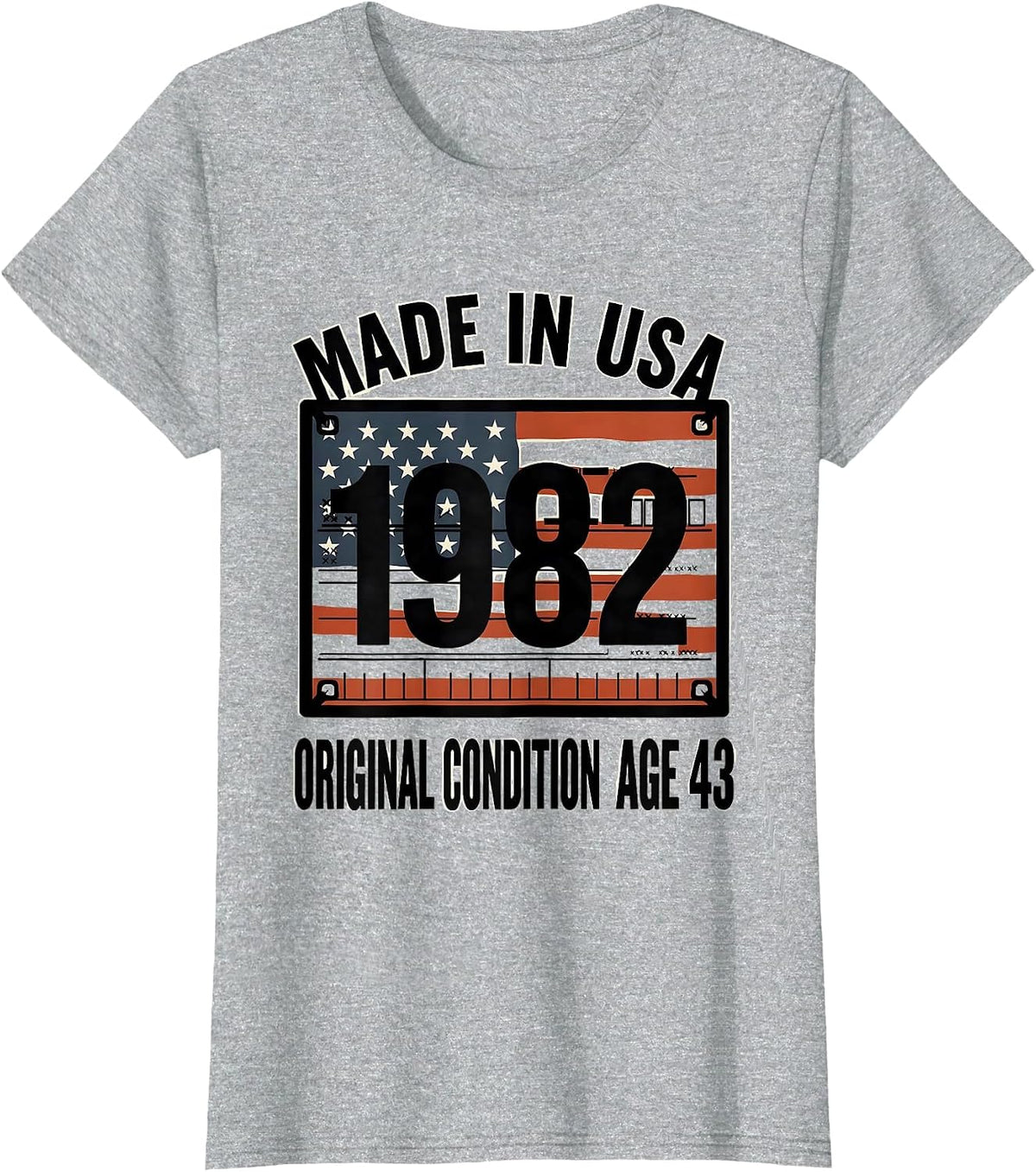 Made In USA 1982 Original Condition Age 43 Vintage T-Shirt - Heather Grey