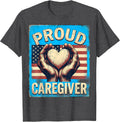 Men's Proud Caregiver Distressed American Flag Caregiver Pride T-Shirt - Dark Heather Grey