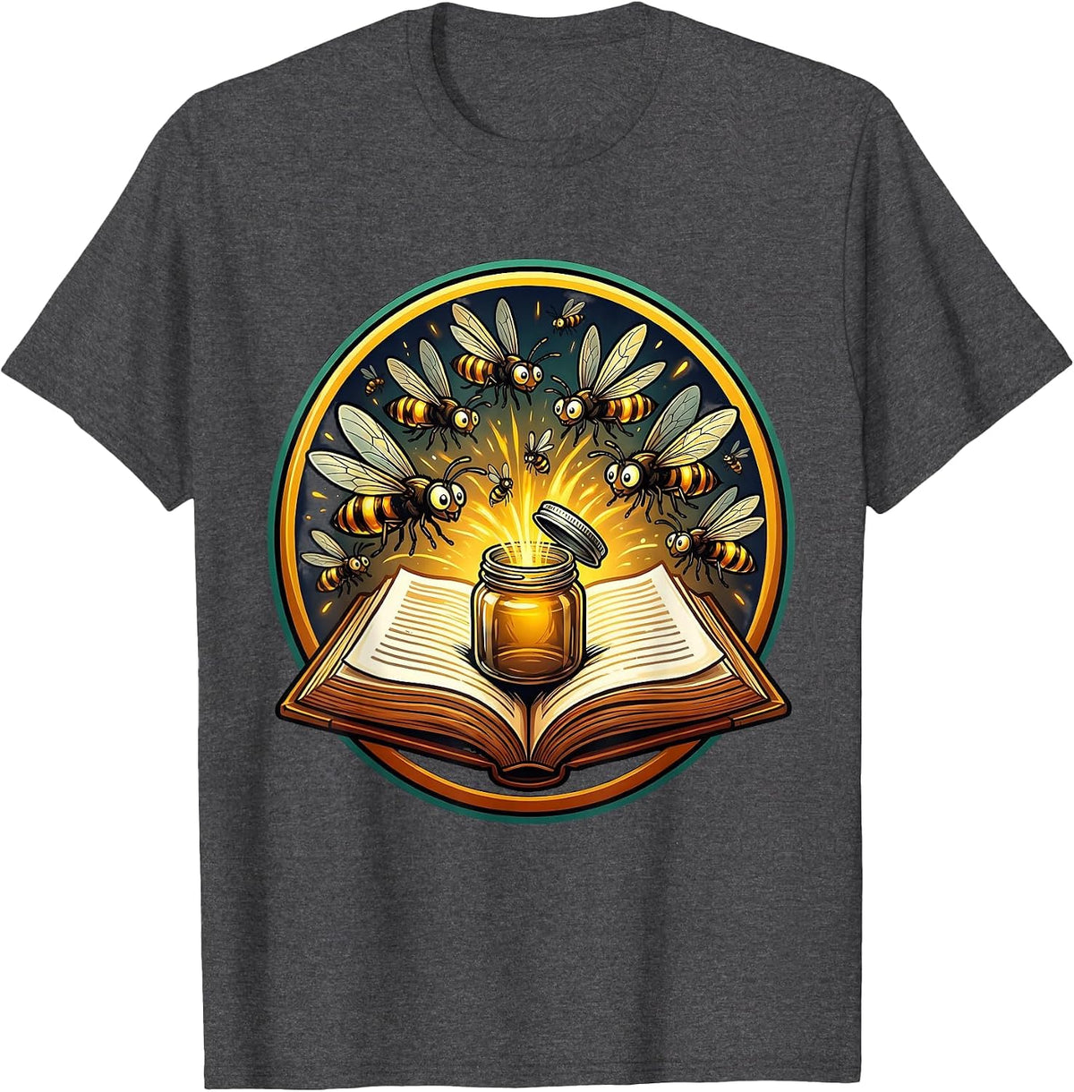 Special Education Teacher Fireflies Open Book T-Shirt - Dark Heather Grey