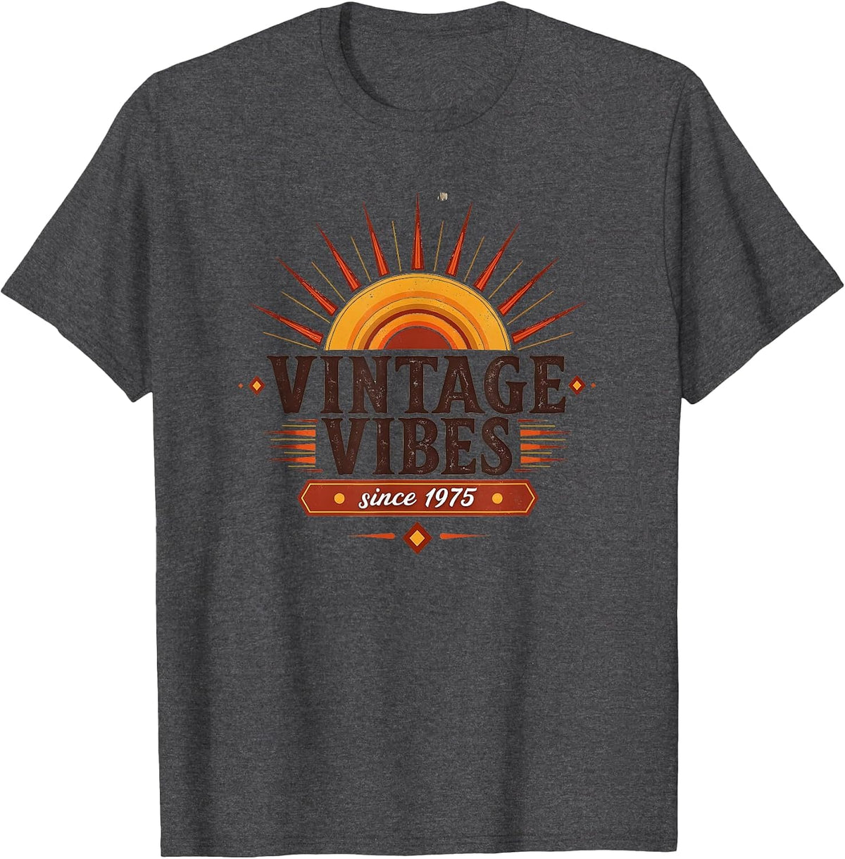 Vintage Vibes Since 1975 Retro Design T-Shirt - Dark Heather Grey