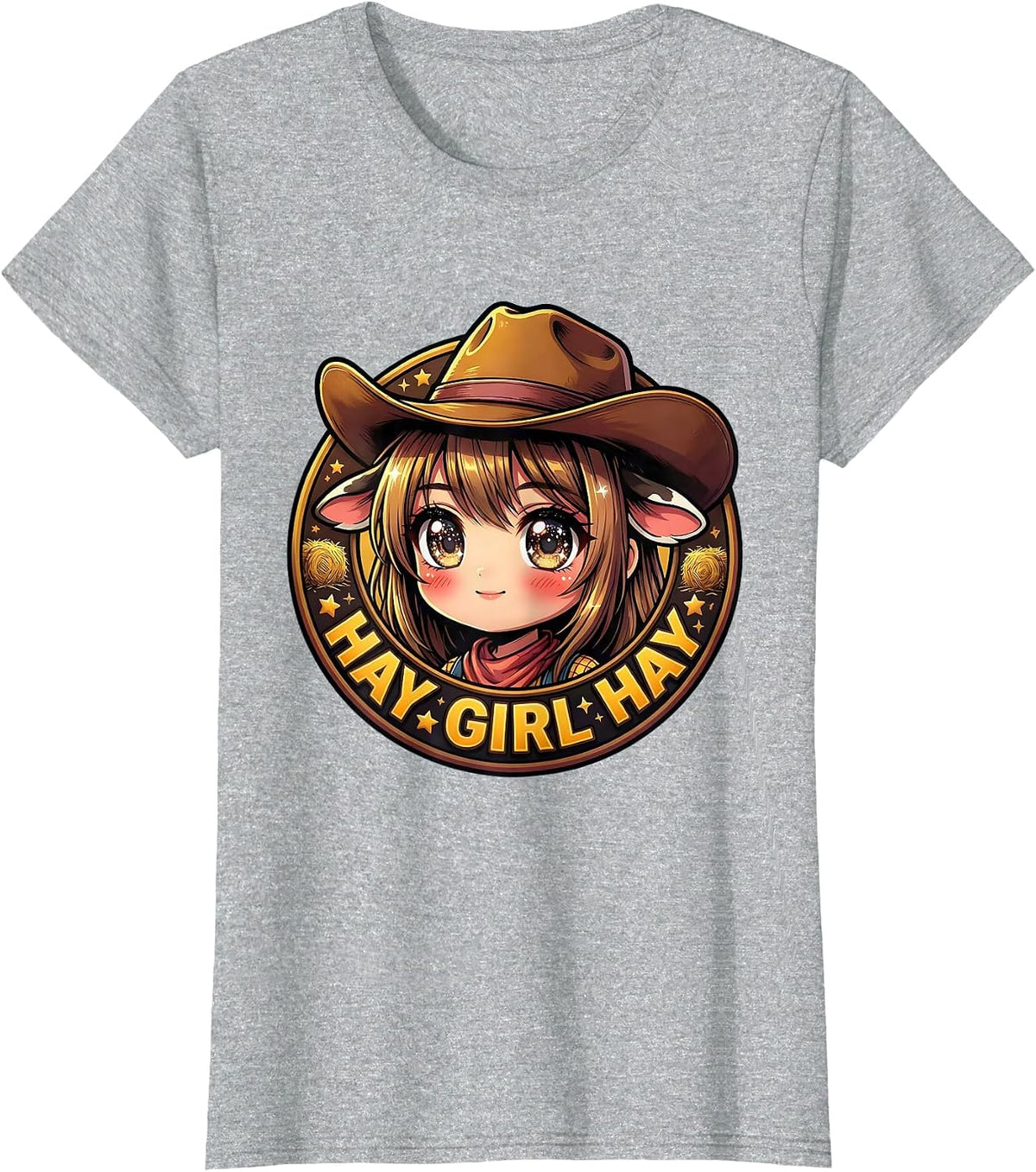 Women's Hay Girl Hay Cowgirl Western Design T-Shirt - Heather Grey