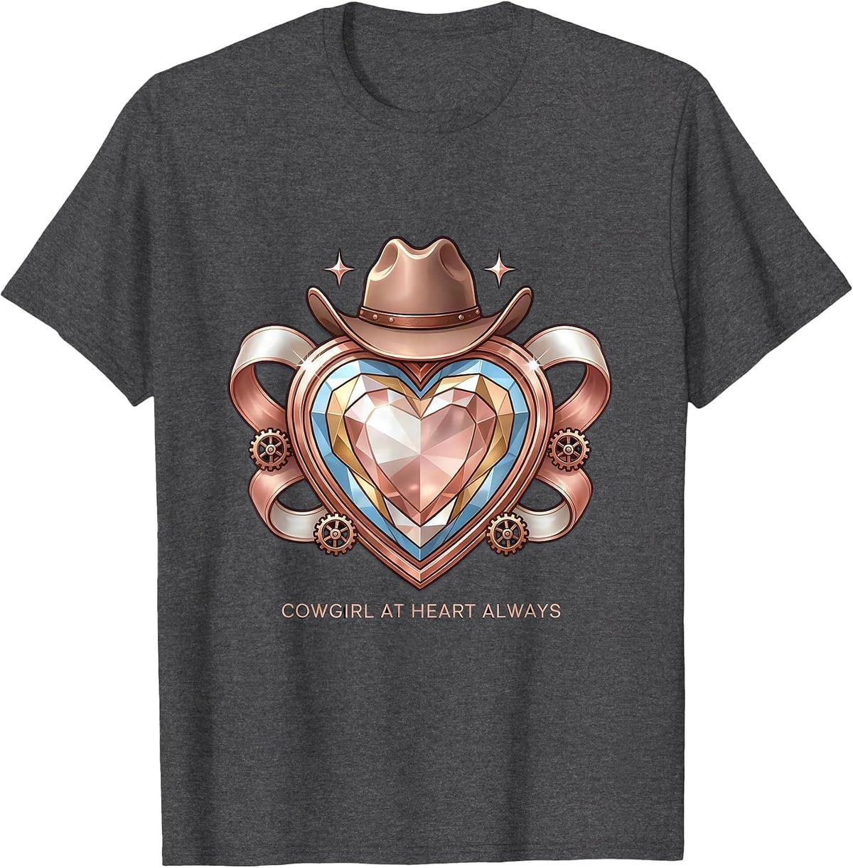 Cowgirl At Heart Always Western Design T-Shirt - Dark Heather Grey