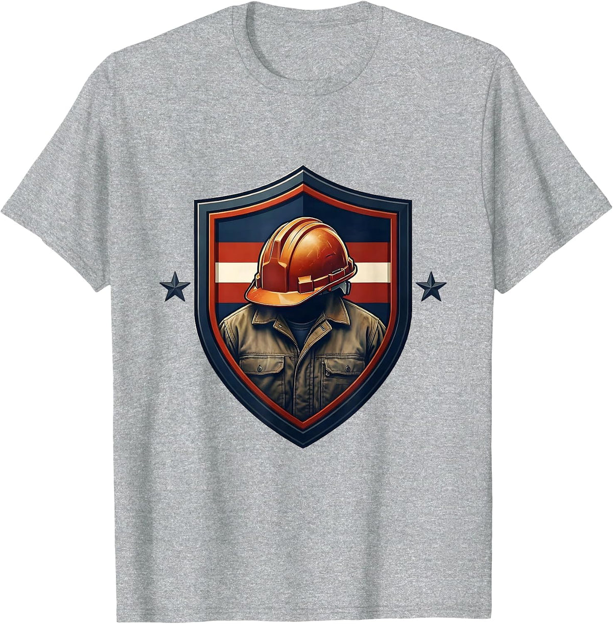 Men's Sealed Shield Badge Patriotic Union Worker Labor Day T-Shirt - Heather Grey