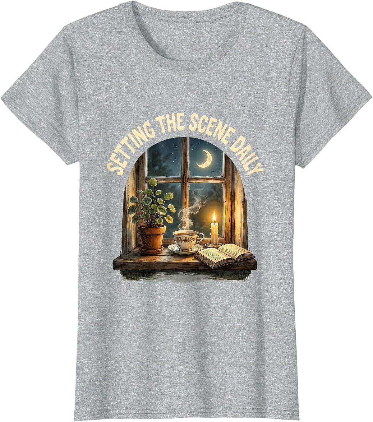 Setting the Scene Daily Graphic Design T-Shirt - Heather Grey