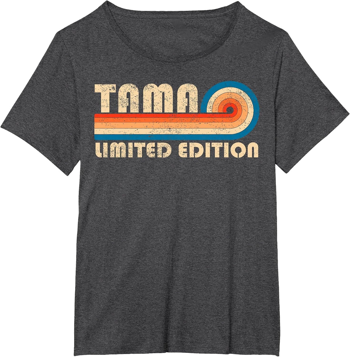 TAMA Retro 70s 80s Sunset Stripe T-Shirt - Dark Heather Grey