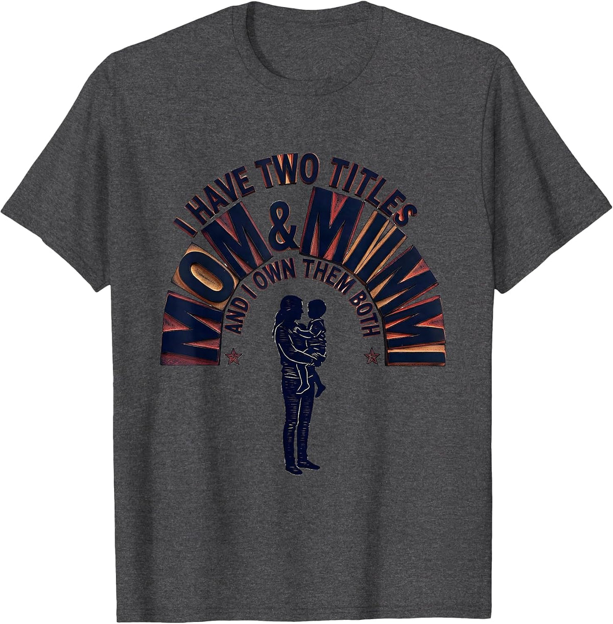 Men's I Have Two Titles Mom & Mimi And I Own Them Both Grandparent T-Shirt - Dark Heather Grey