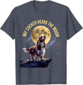 My Cocker Hears The Moon Cosmic Vintage 90s Dog Lover T-Shirt - Heather Blue