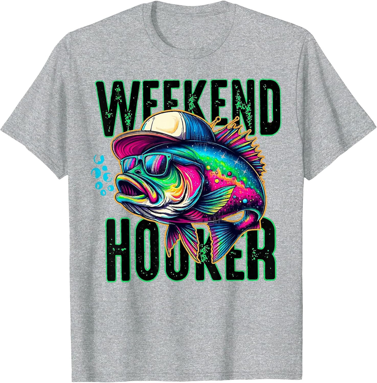 Weekend Hooker Colorful Fishing T-Shirt - Heather Grey