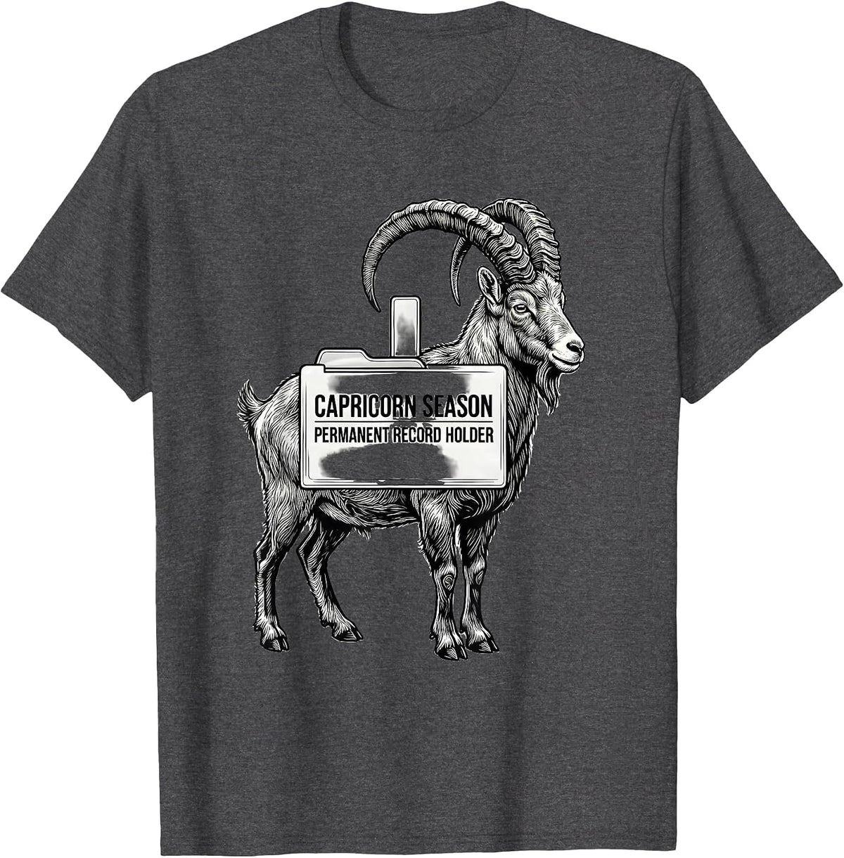 Men's CAPRICORN SEASON: PERMANENT RECORD HOLDER Zodiac T-Shirt - Dark Heather Grey