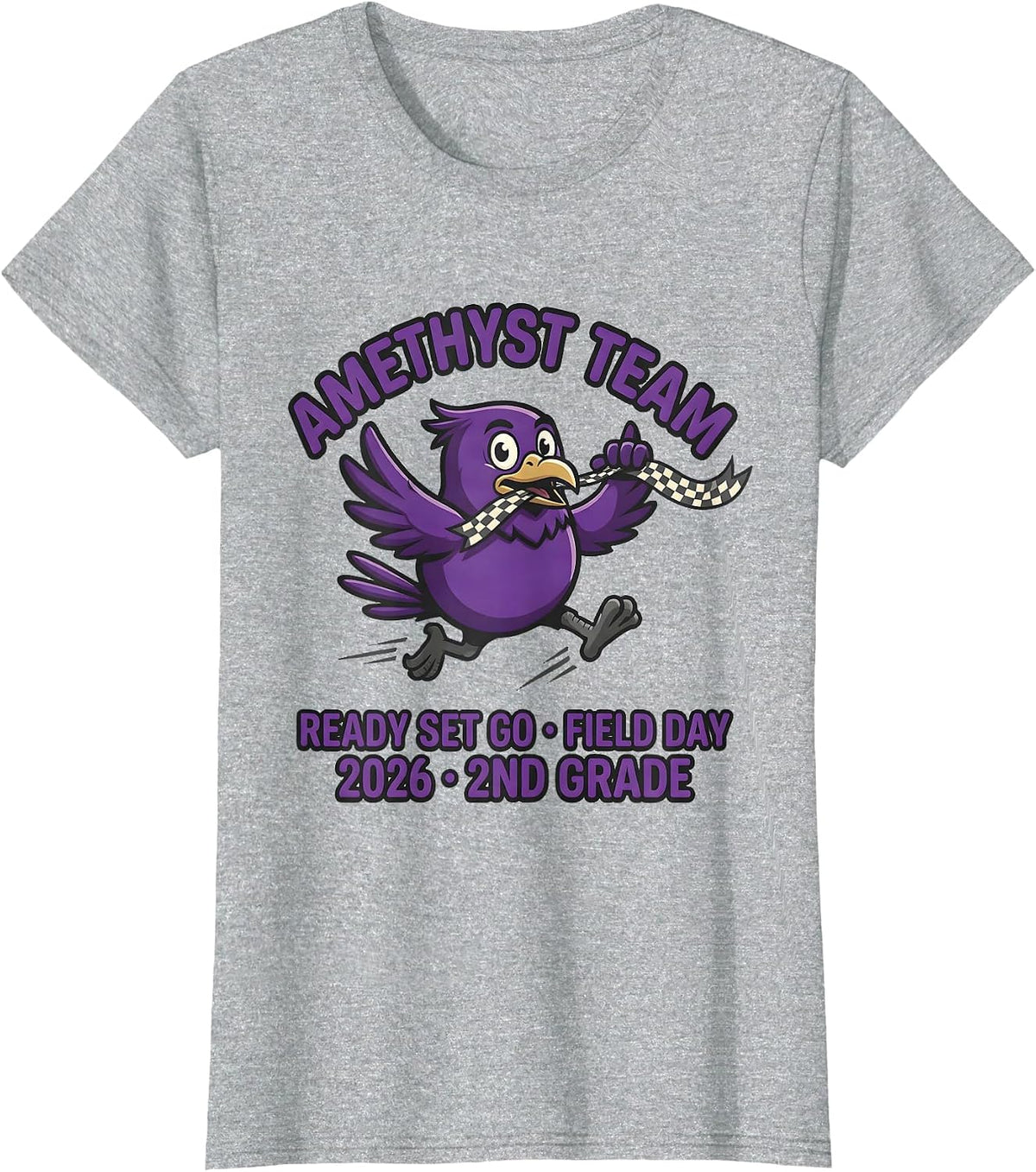 AMETHYST TEAM READY SET GO FIELD DAY 2026 2ND GRADE Kids T-Shirt - Heather Grey