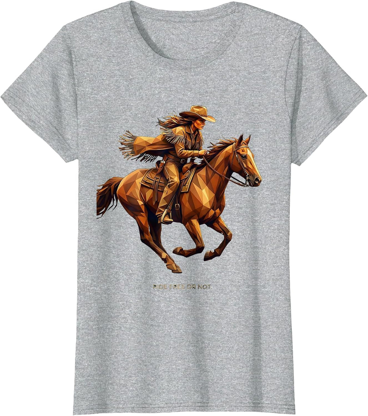Ride Free or Not Western Women Graphic Design T-Shirt - Heather Grey
