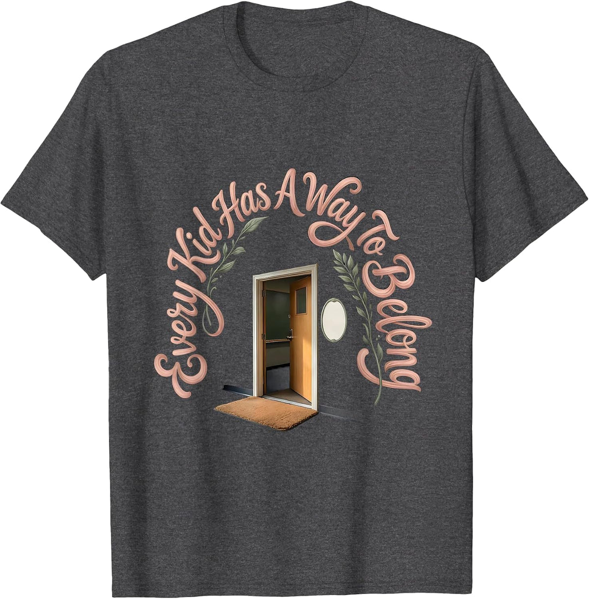 Every Kid Has A Way To Belong Boho Inclusion Teacher Autism T-Shirt - Dark Heather Grey