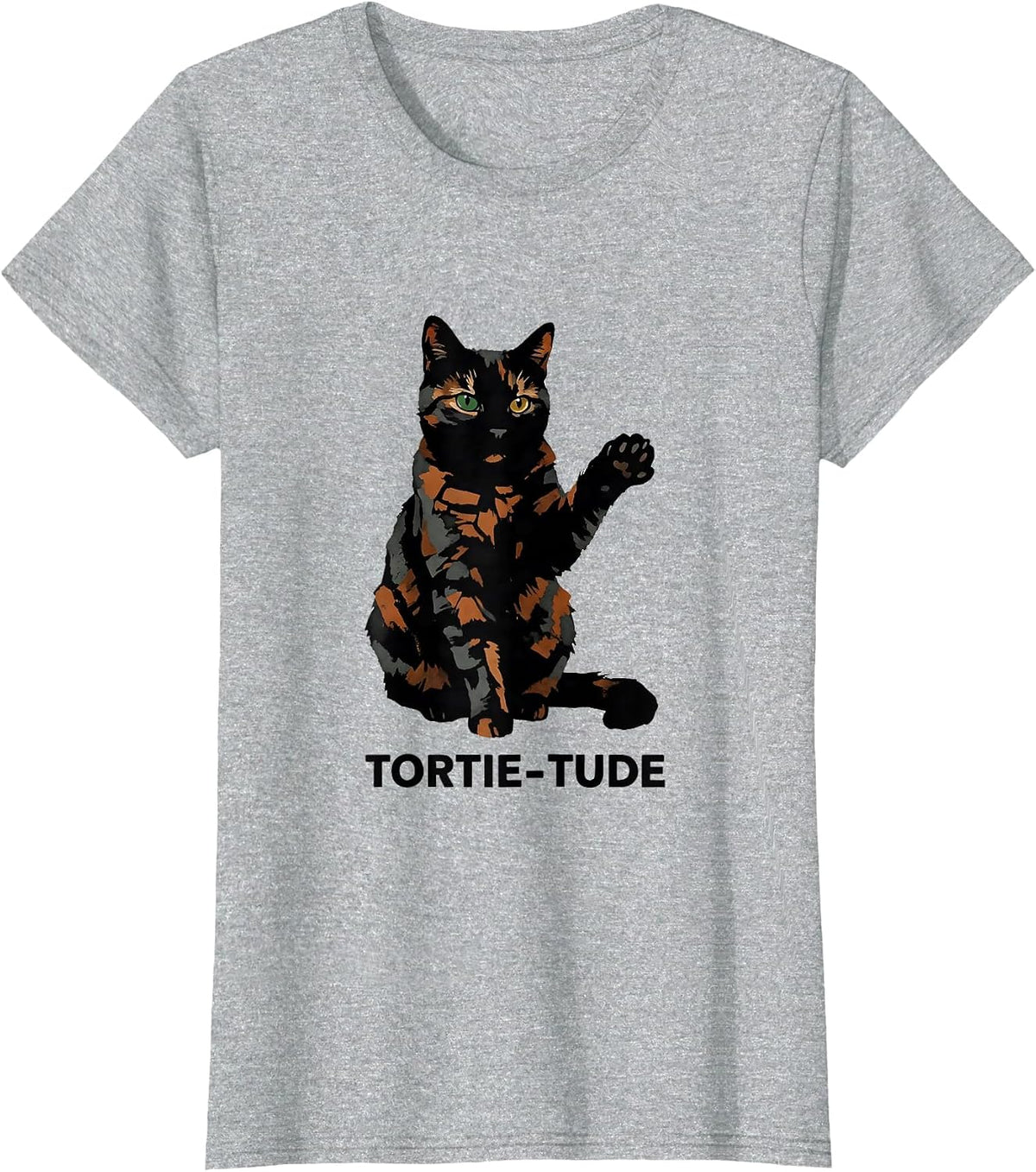 Women's Tortie-Tude Funny Tortoiseshell Cat Owner Tortie Cat Lover T-Shirt - Heather Grey
