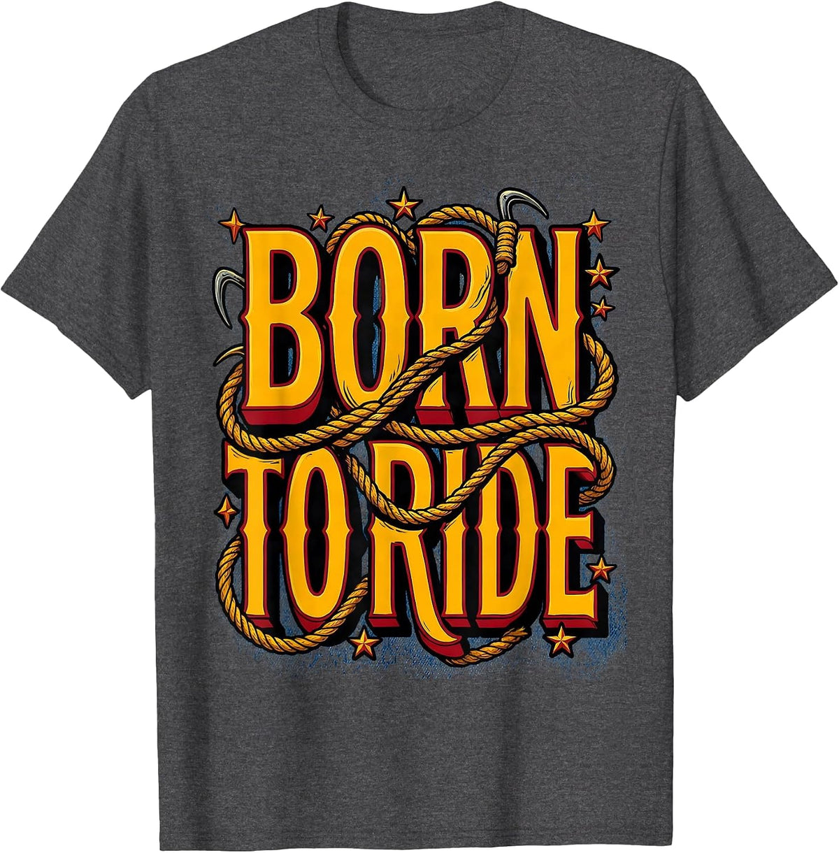 Born to Ride Cowgirl Western Design T-Shirt - Dark Heather Grey
