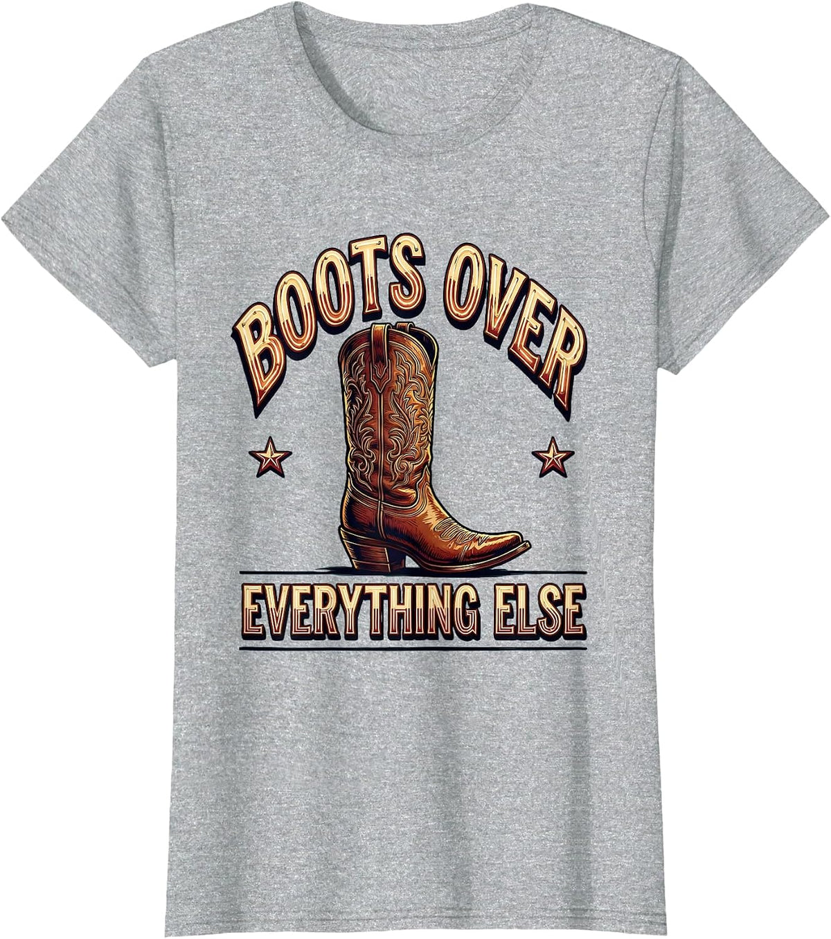Women's Boots Over Everything Western Design T-Shirt - Heather Grey