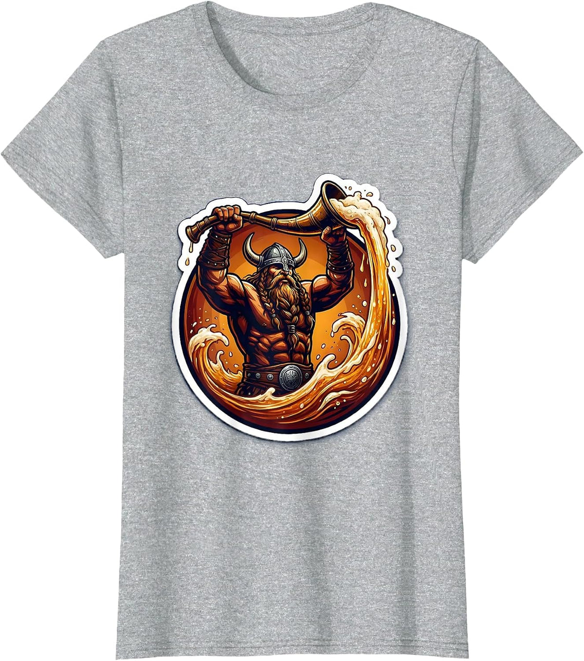 Women's Funny Viking Drinking Horn Raise Celebration T-Shirt - Heather Grey
