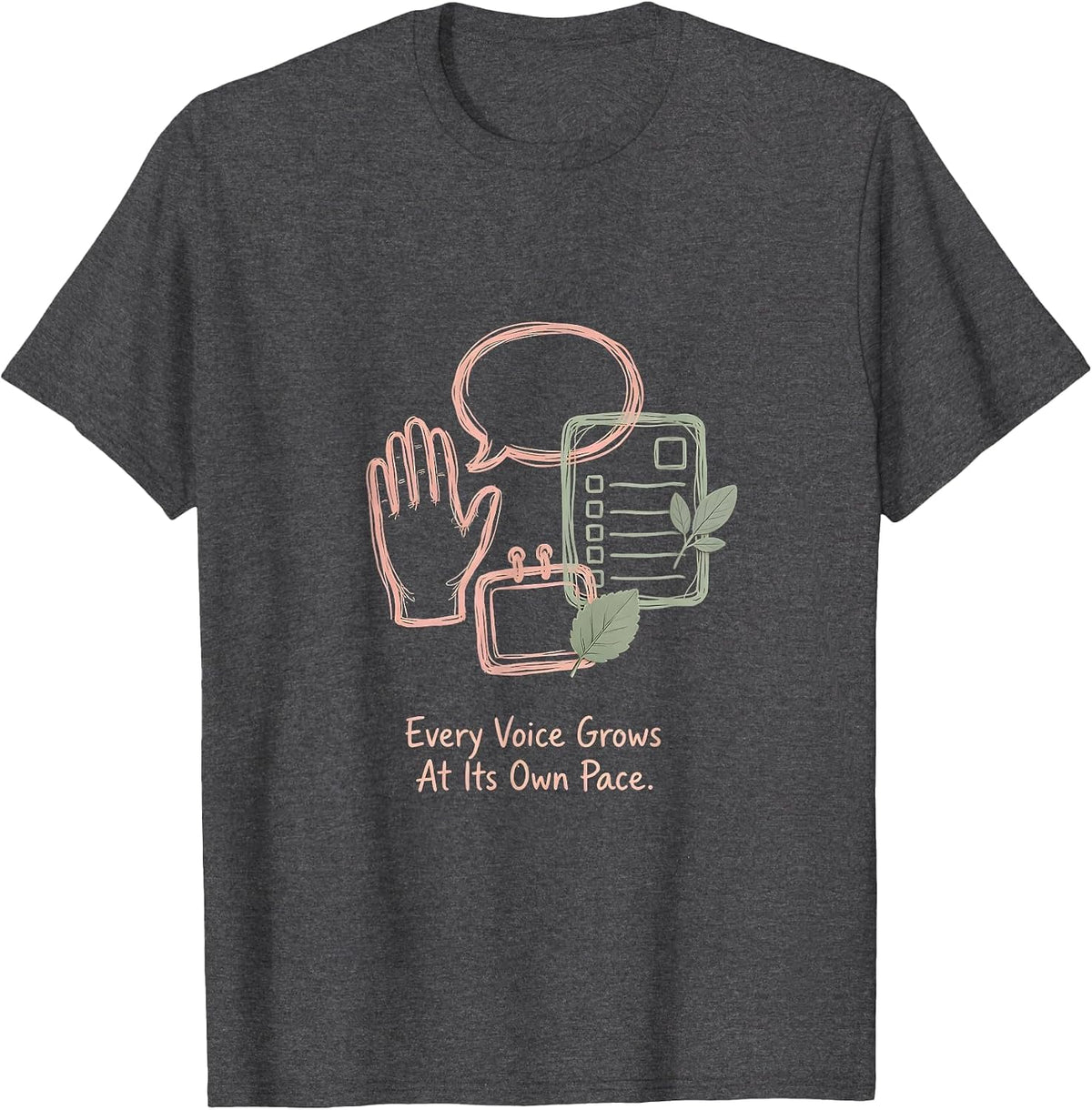 Men's Every Voice Grows At Its Own Pace Boho Special Education T-Shirt - Dark Heather Grey