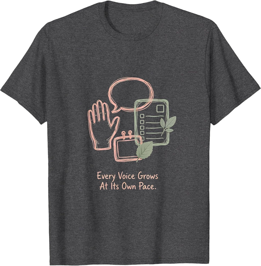 Men's Every Voice Grows At Its Own Pace Boho Special Education T-Shirt - Dark Heather Grey