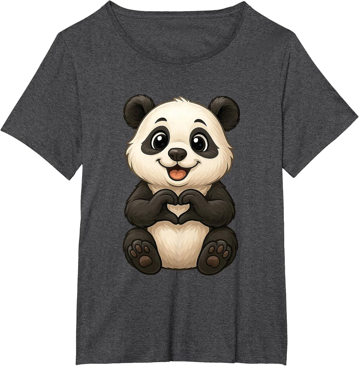 Panda with Heart | Sweet Panda Bear with a Heart Symbol T-Shirt - Dark Heather Grey