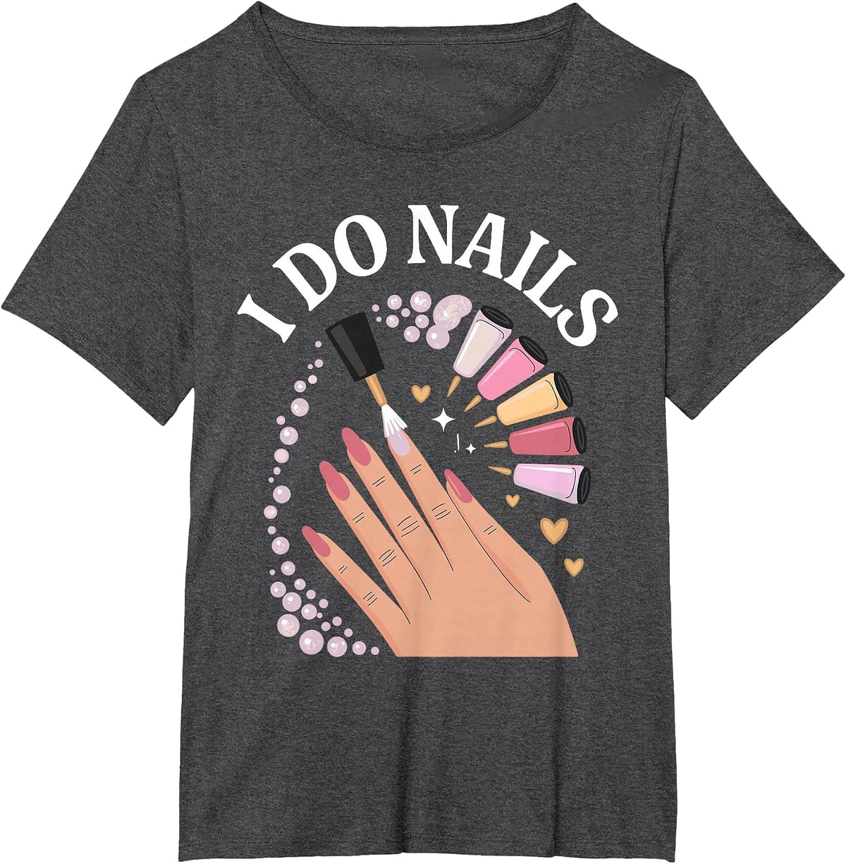 Cute Nail Tech Art for Women Girl Manicurist Nail Technician T-Shirt - Dark Heather Grey