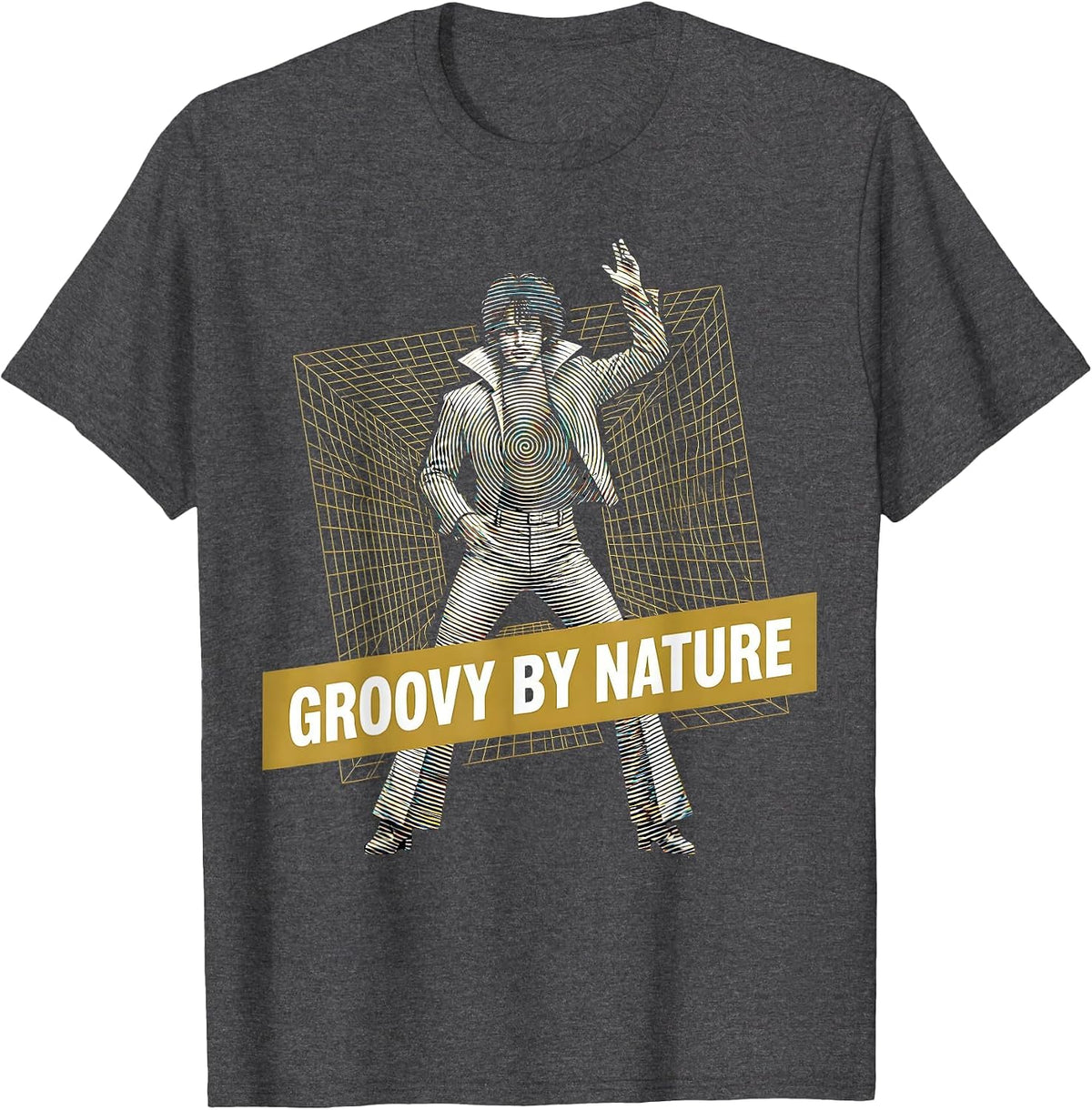 Groovy By Nature Disco Men Retro Design T-Shirt - Dark Heather Grey