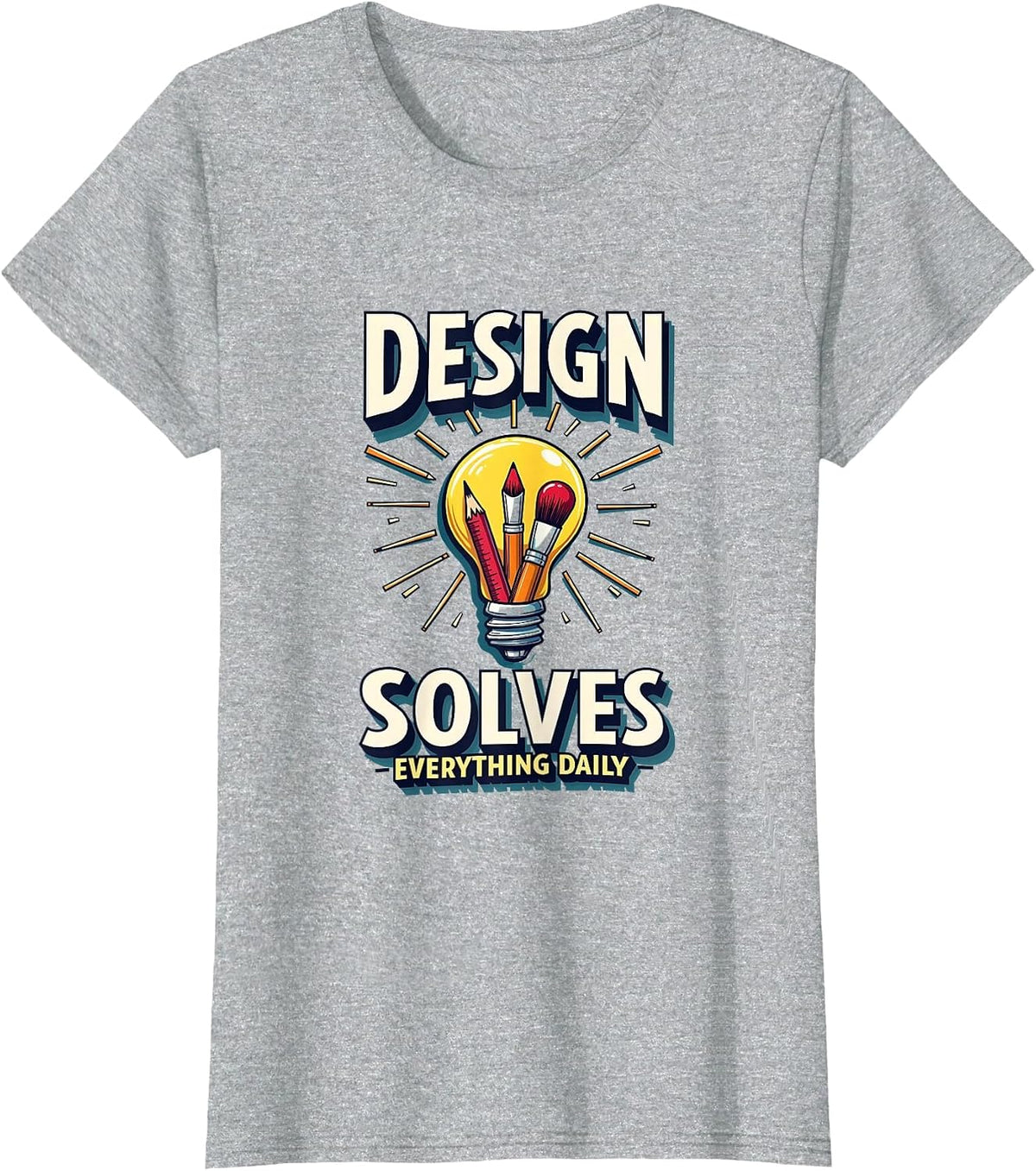 Design Solves Everything Daily Creative Graphic T-Shirt - Heather Grey