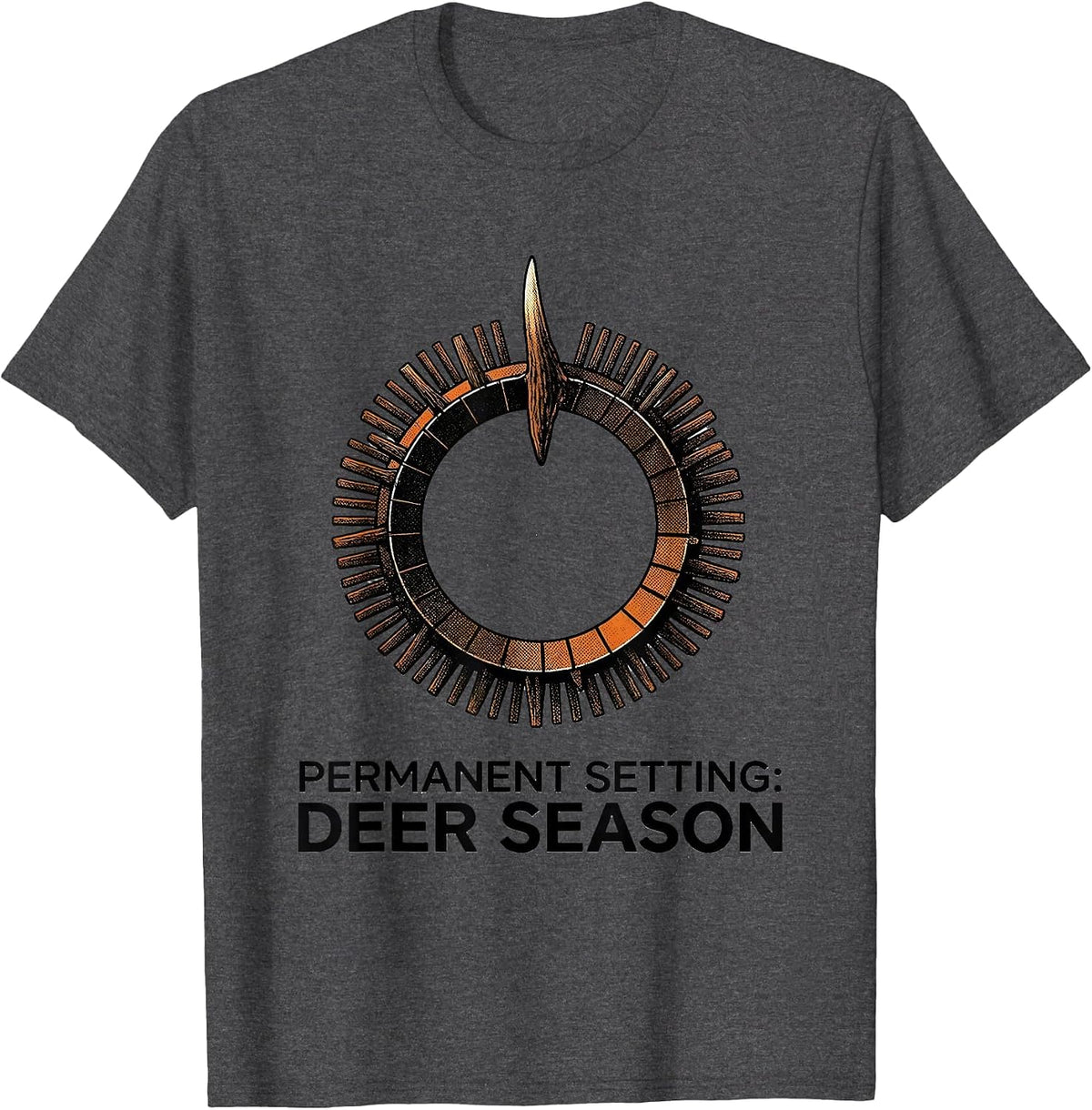 Permanent Setting: Deer Season Funny Hunting Dad Humor T-Shirt - Dark Heather Grey