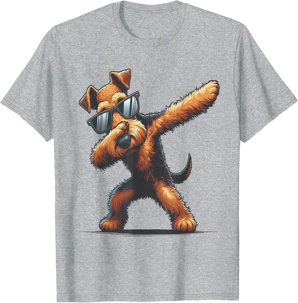 Dab Airedale Terrier Dancing Dabbing Dog T-Shirt - Heather Grey