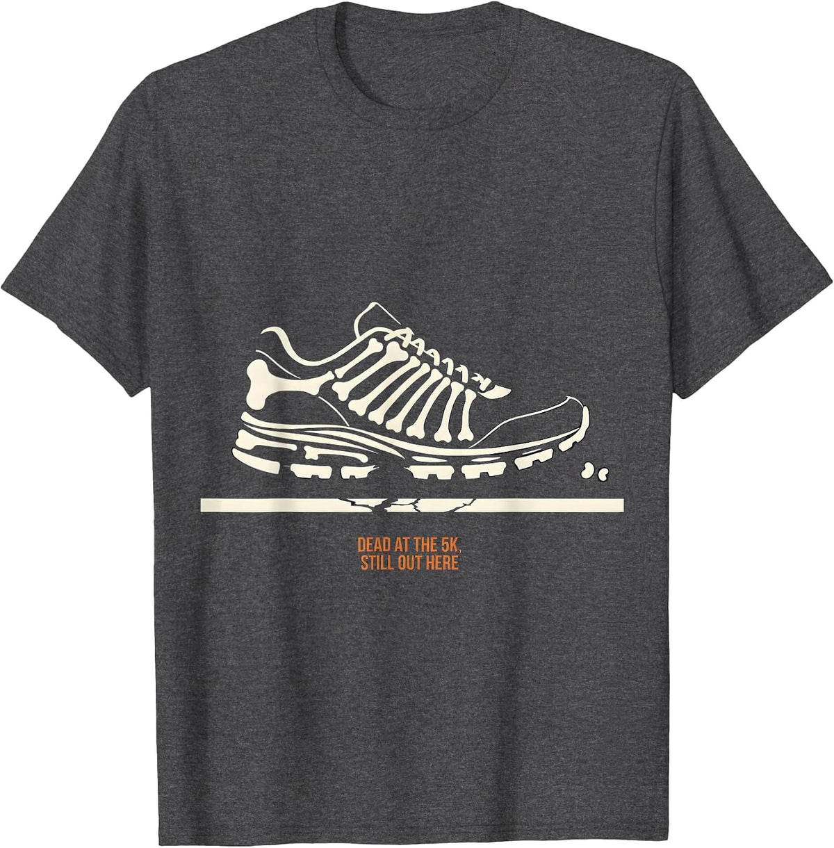 Men's Dead At The 5K, Still Out Here Funny Halloween Running T-Shirt - Dark Heather Grey