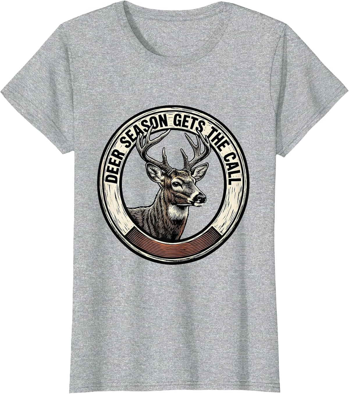 Deer Season Gets The Call Funny Hunting Dad Gift for Hunters T-Shirt - Heather Grey