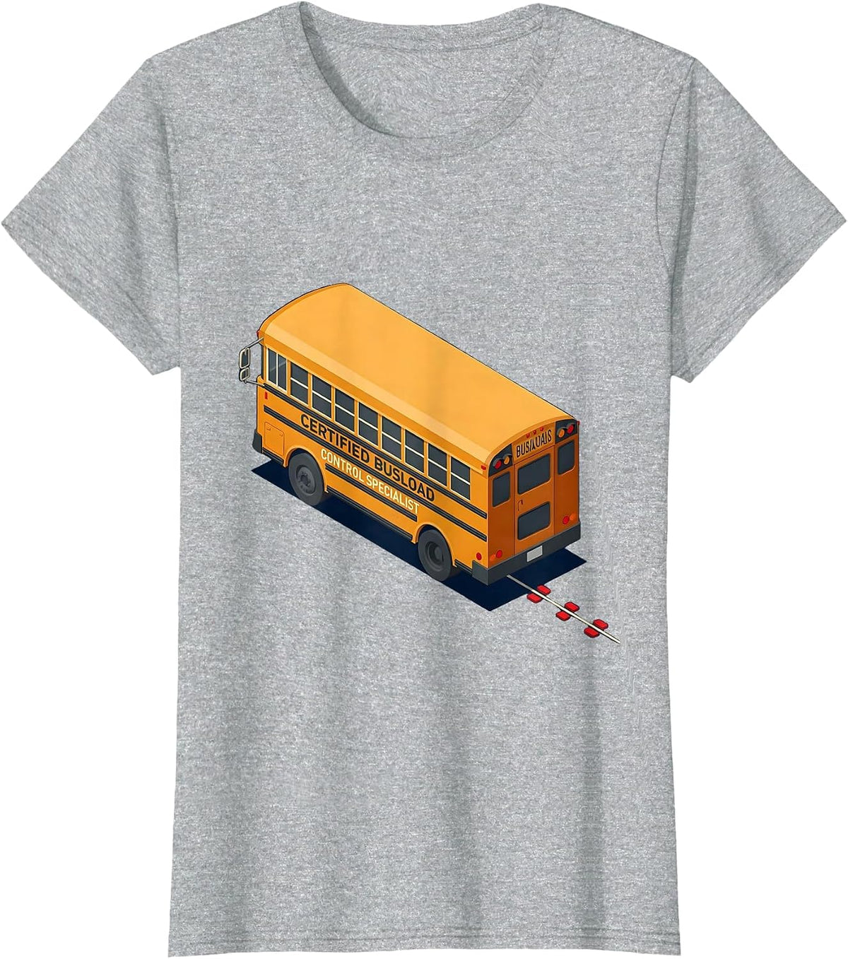 Certified Busload Control Specialist Funny School Bus Driver T-Shirt - Heather Grey