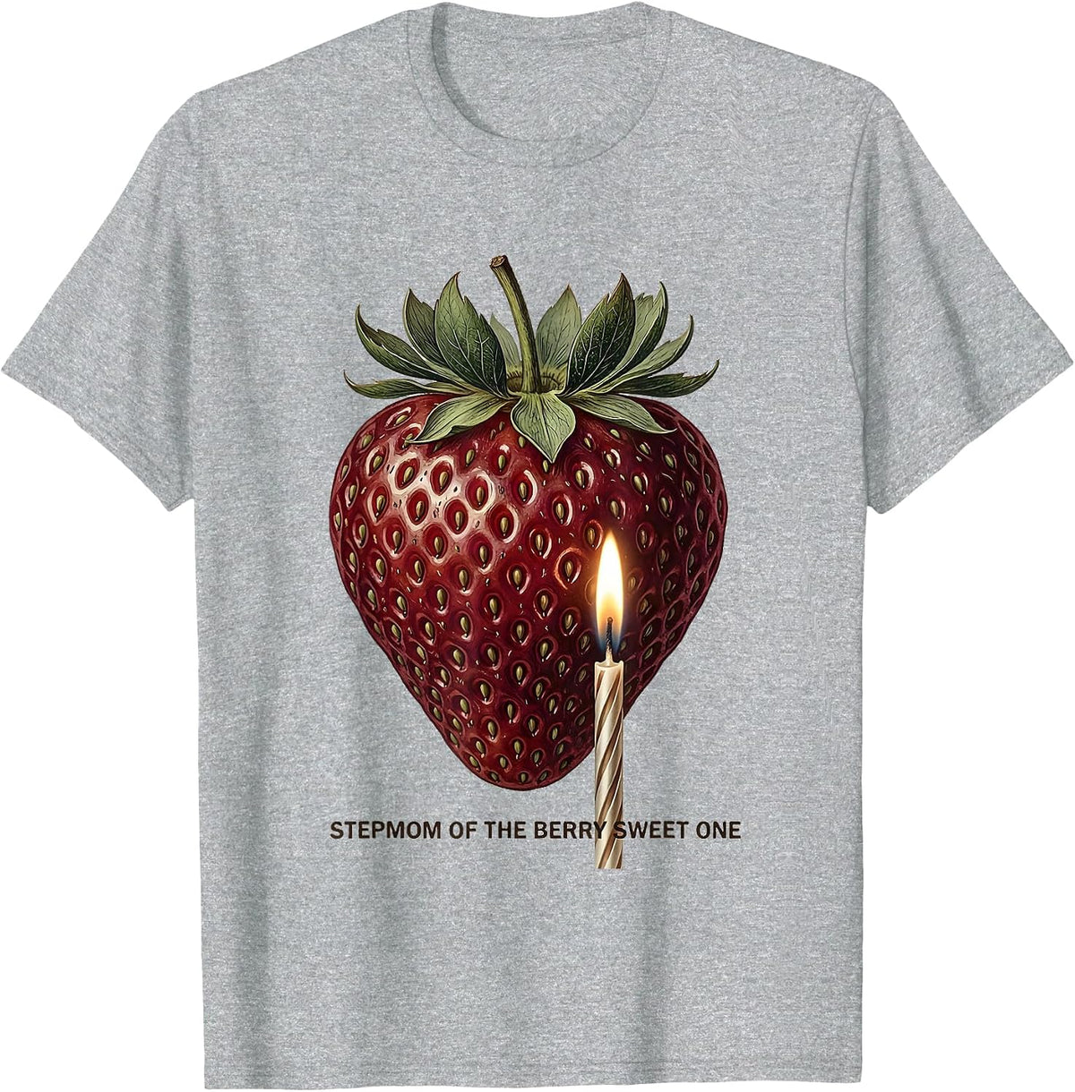 Men's Stepmom Of The Berry Sweet One Botanical Family First T-Shirt - Heather Grey
