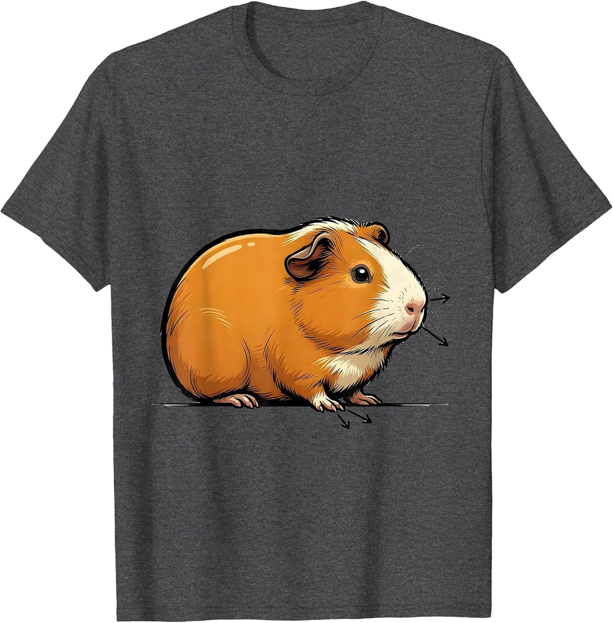 Cartoon Guinea Pig Funny Pet Lover Gift T-Shirt - Dark Heather Grey
