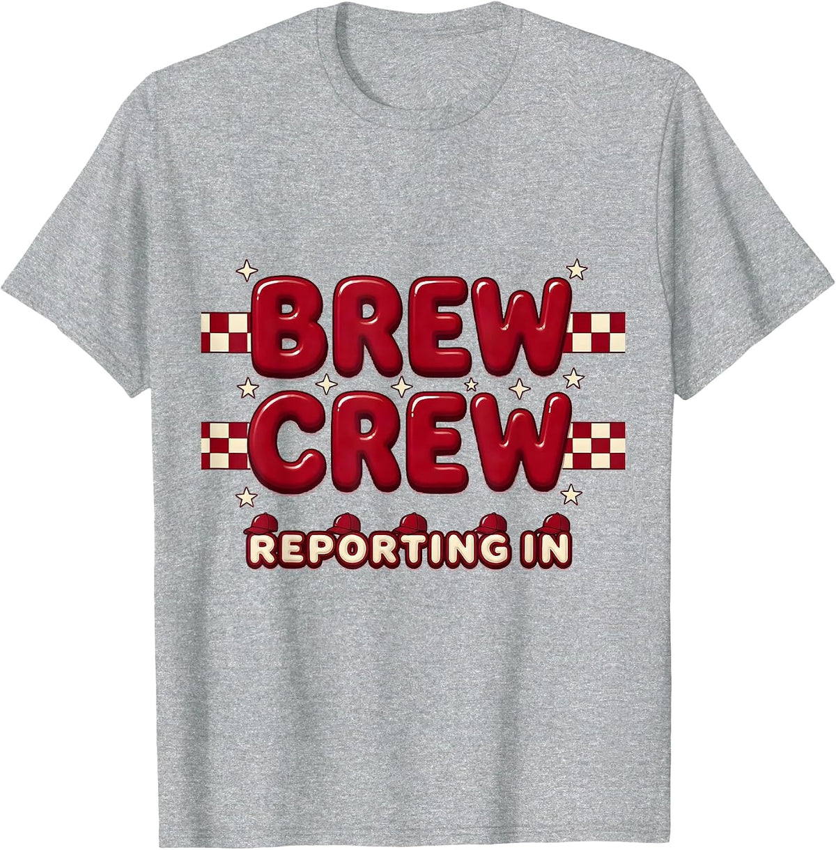 Men's Brew Crew Reporting In Oktoberfest Design T-Shirt - Heather Grey