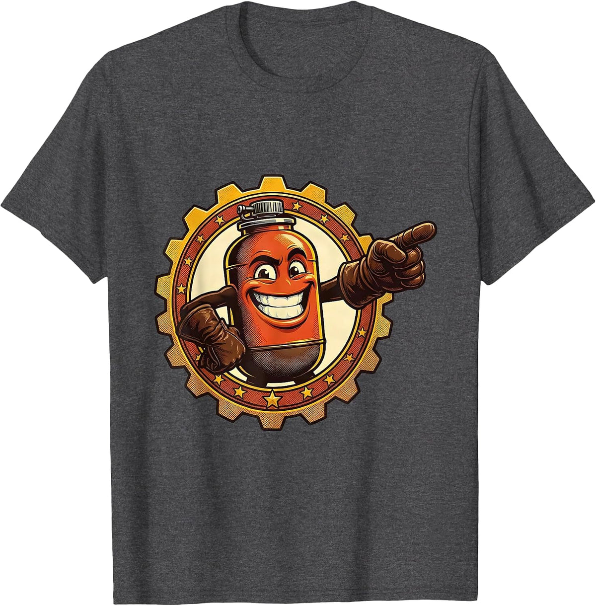 Men's Labor Day Blowtorch Gloved Hands Illustration T-Shirt - Dark Heather Grey